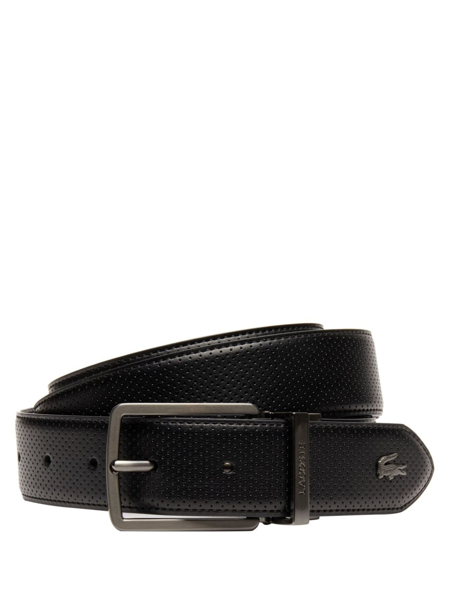 Lacoste Men's Engraved Buckle Leather Belt