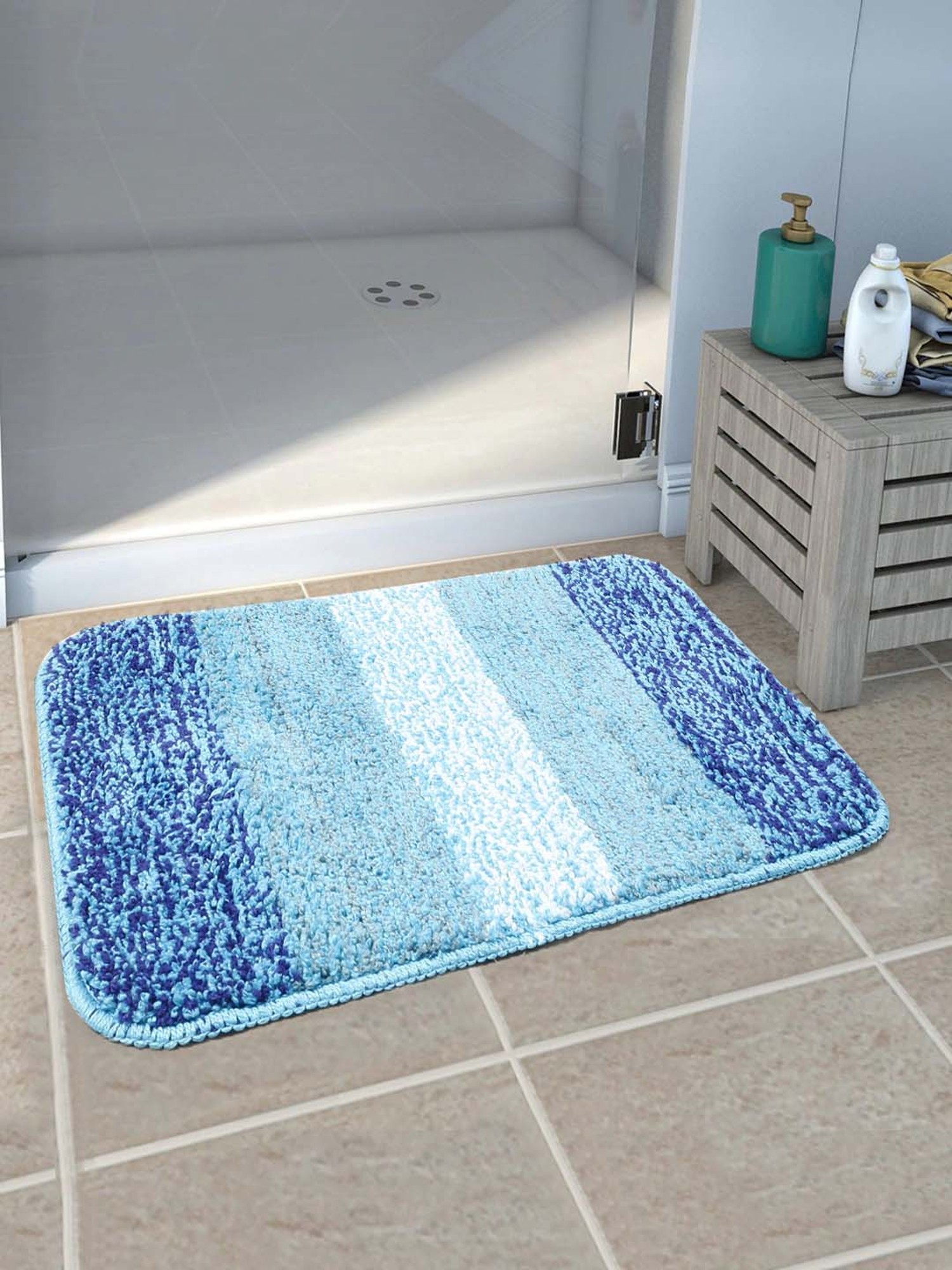 Saral Home Multicolor Polyester 2571 GSM Bath Mats - Set of 2
