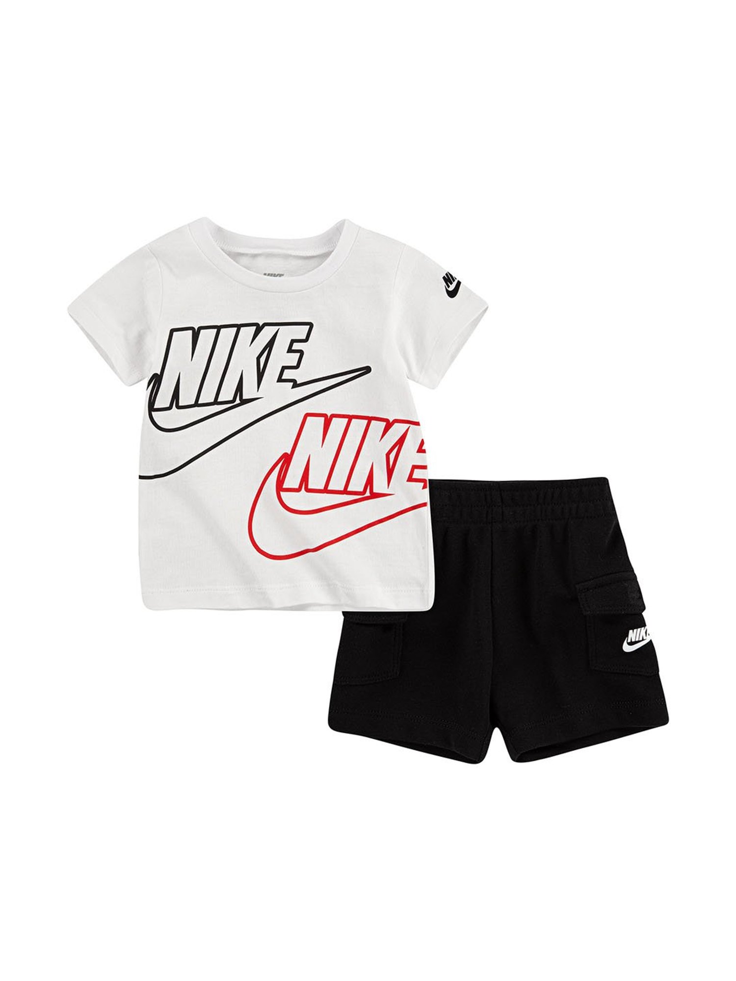 Buy Nike Kids Black White Printed T-Shirt with Shorts for Boys