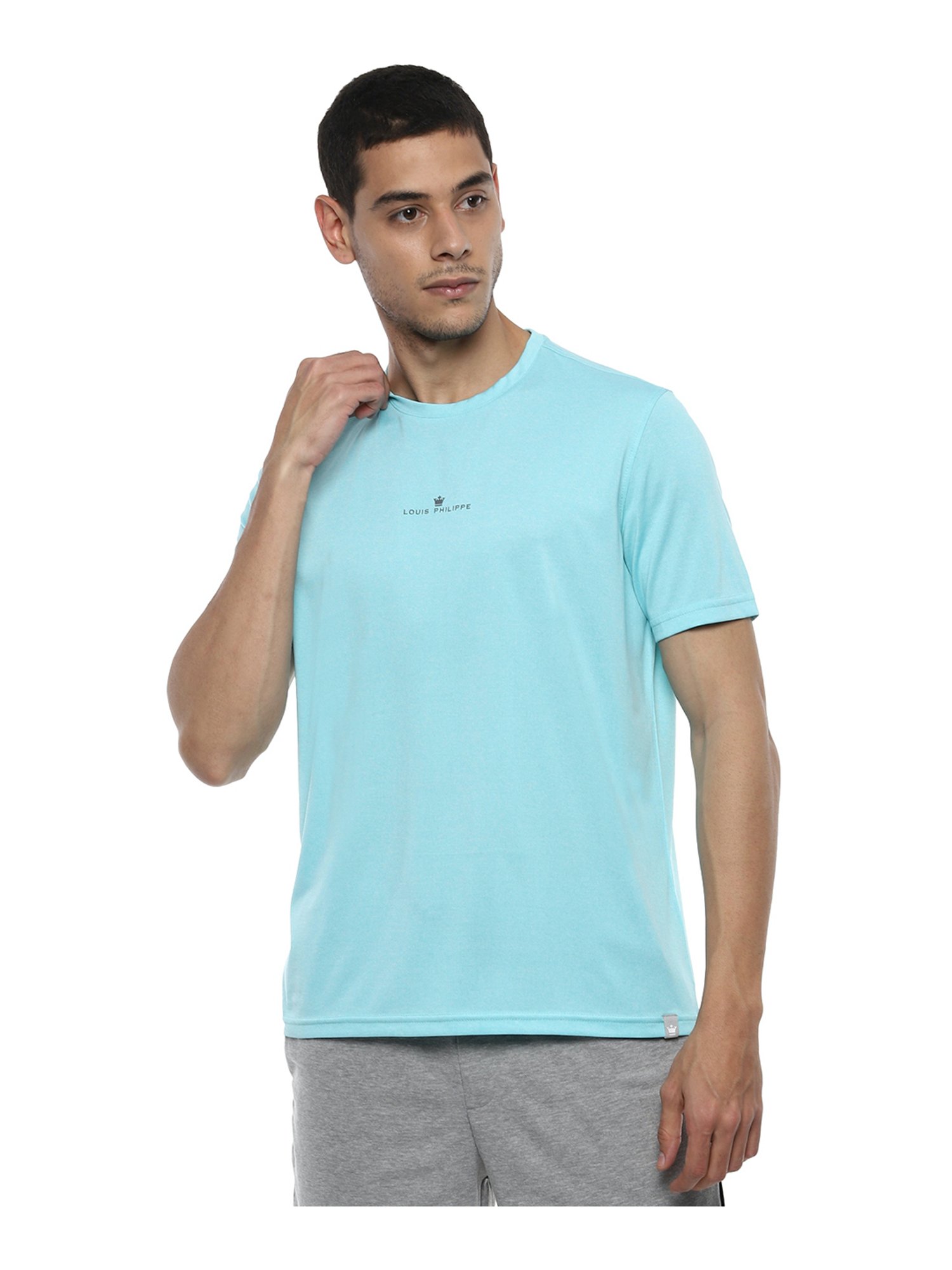 LOUIS PHILIPPE Solid Men Round Neck Blue T-Shirt - Buy LOUIS PHILIPPE Solid  Men Round Neck Blue T-Shirt Online at Best Prices in India