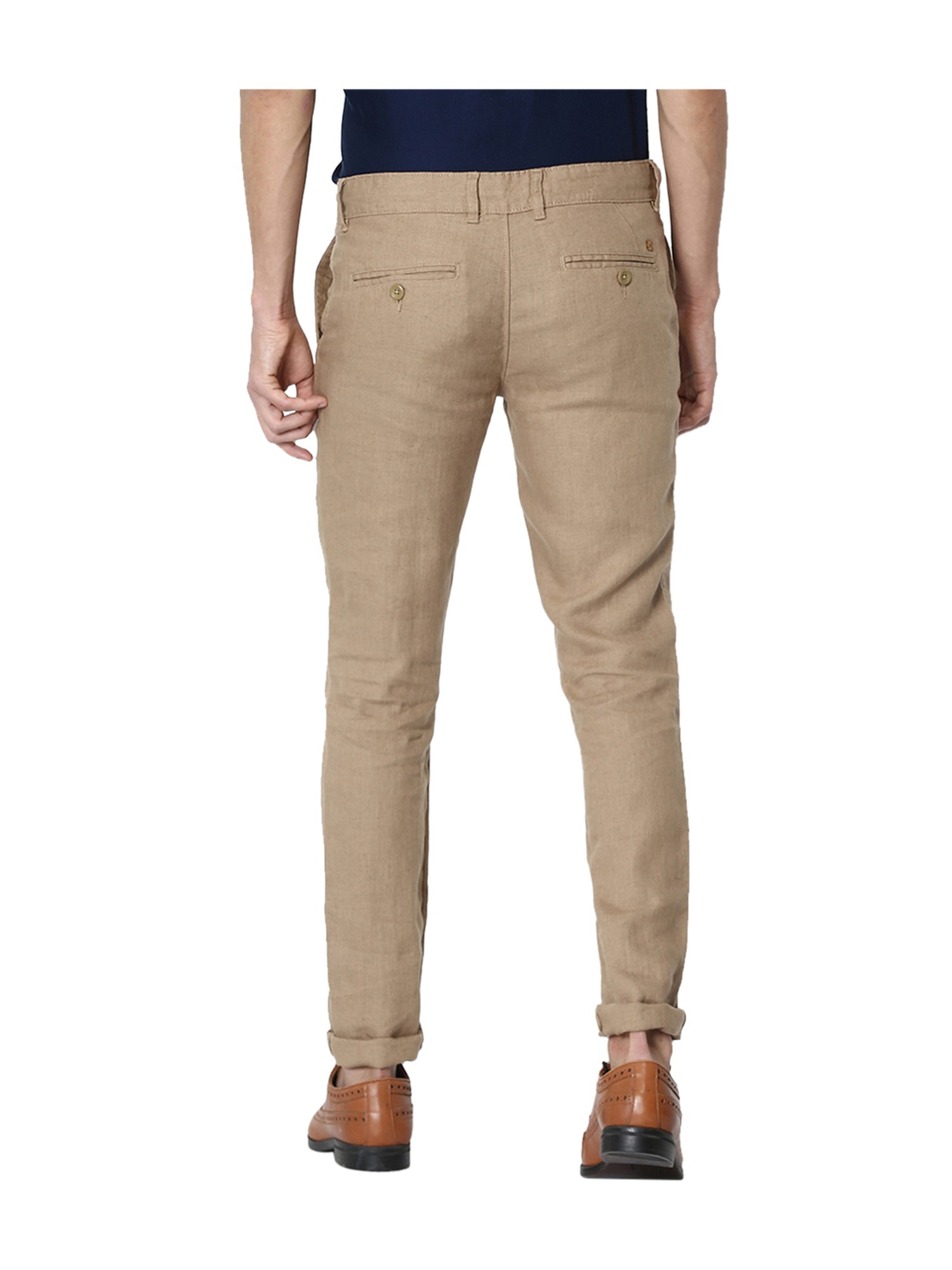 Buy CELIO Natural Solid Linen Slim Fit Mens Trousers  Shoppers Stop