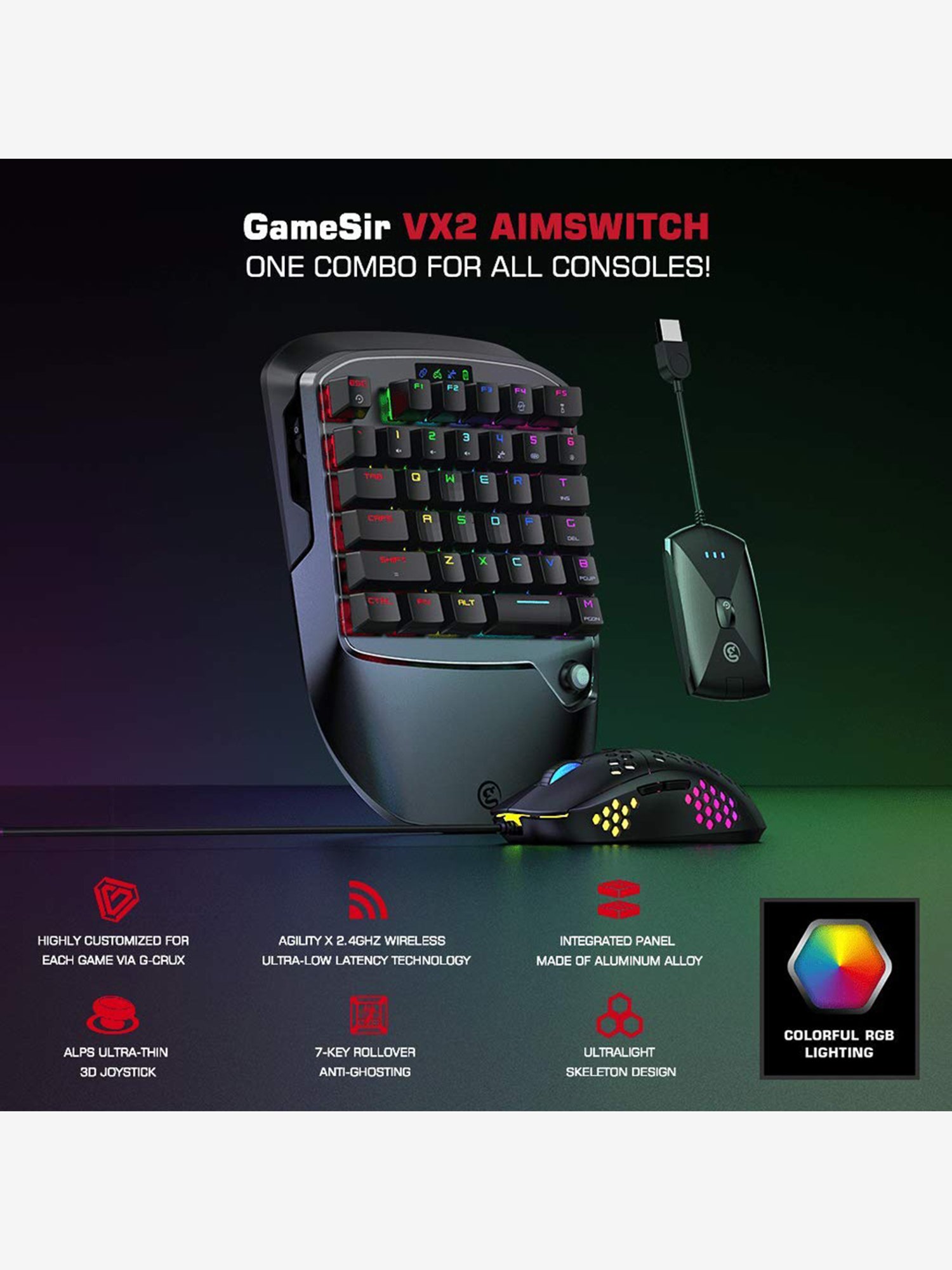 Buy Gamesir Vx2 Aimswitch Wireless Gaming Keyboard Mouse Black Online At Best Prices Tata Cliq