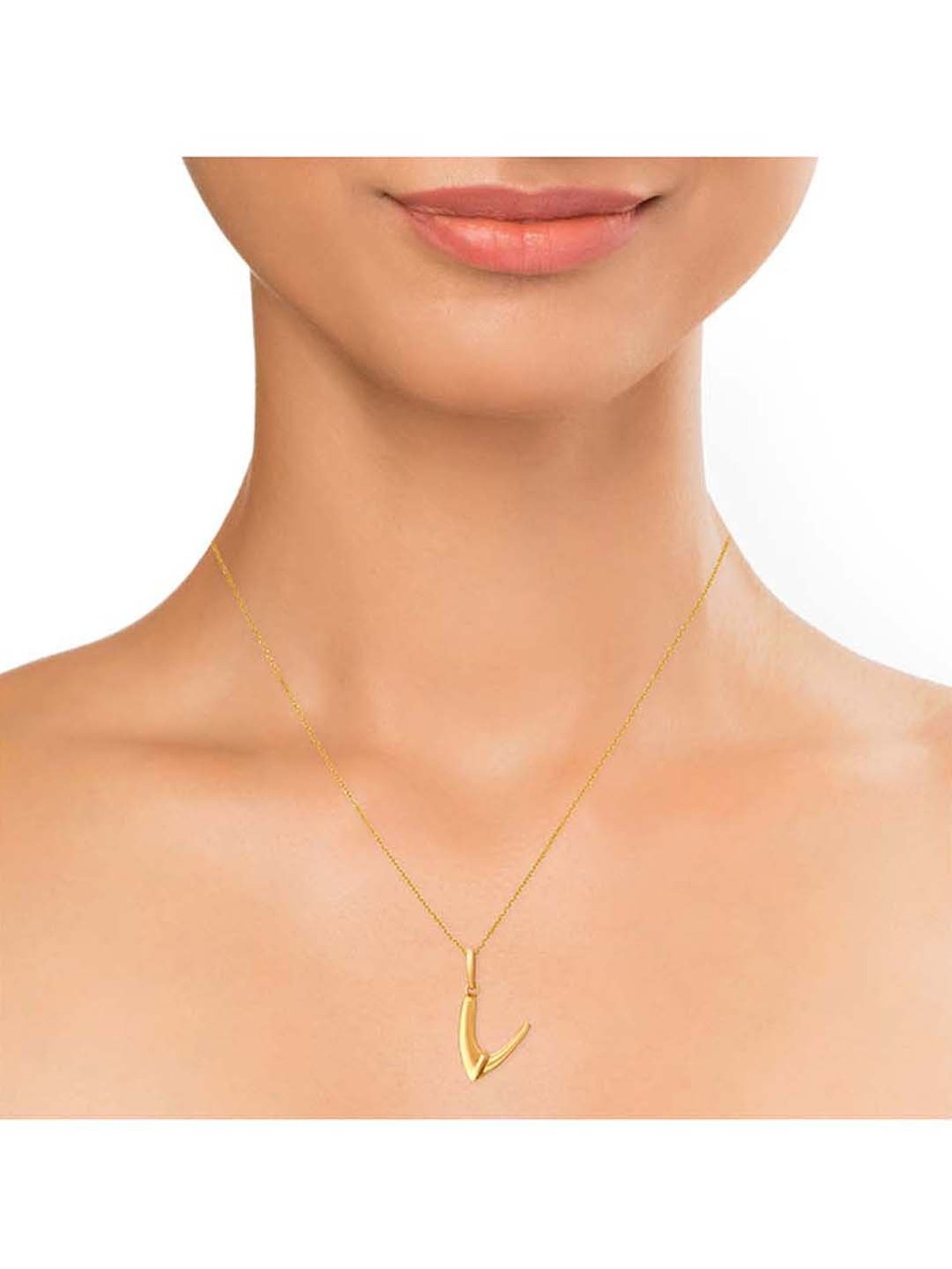 14K Bounded Gold Chain with Initial Letter V Pendent, Unisex Gift