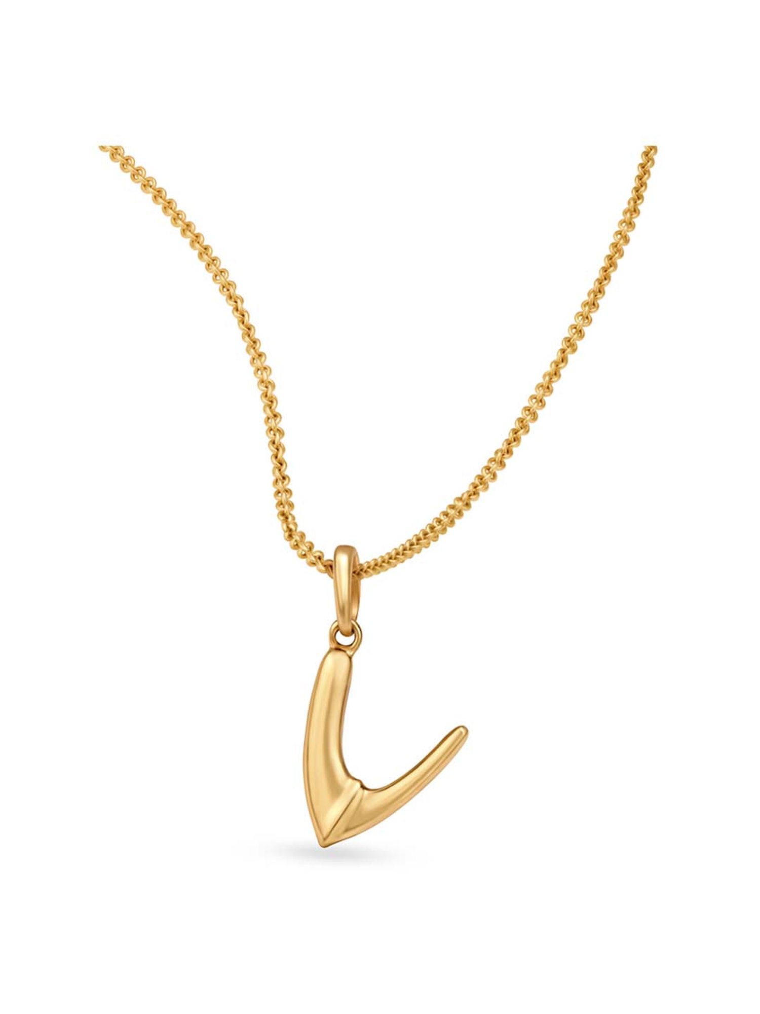 14K Bounded Gold Chain with Initial Letter V Pendent, Unisex Gift