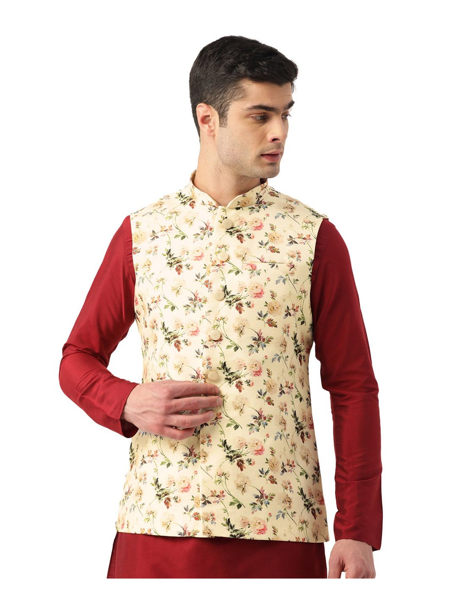 Buy Ink Blue Nehru Jacket Set In Raw Silk With Multi Colored Resham  Embroidered Floral Jaal