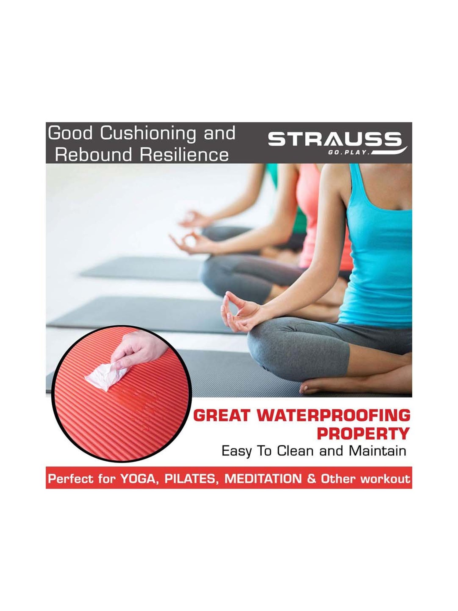 Strauss Red NBR Yoga Mat (15 mm)