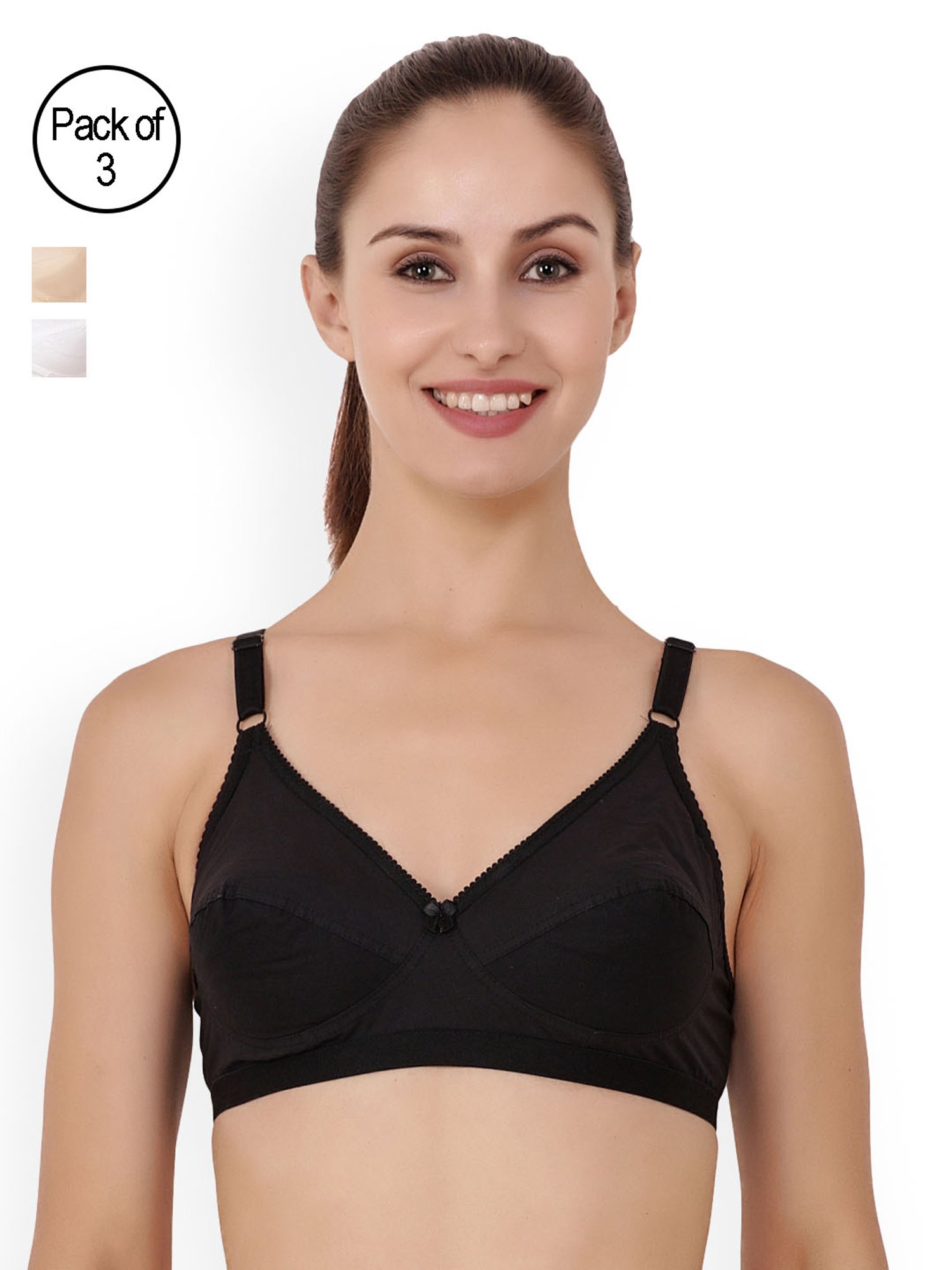Buy Floret Multicolor Non Wired Full Coverage Bra (Pack Of 3) for