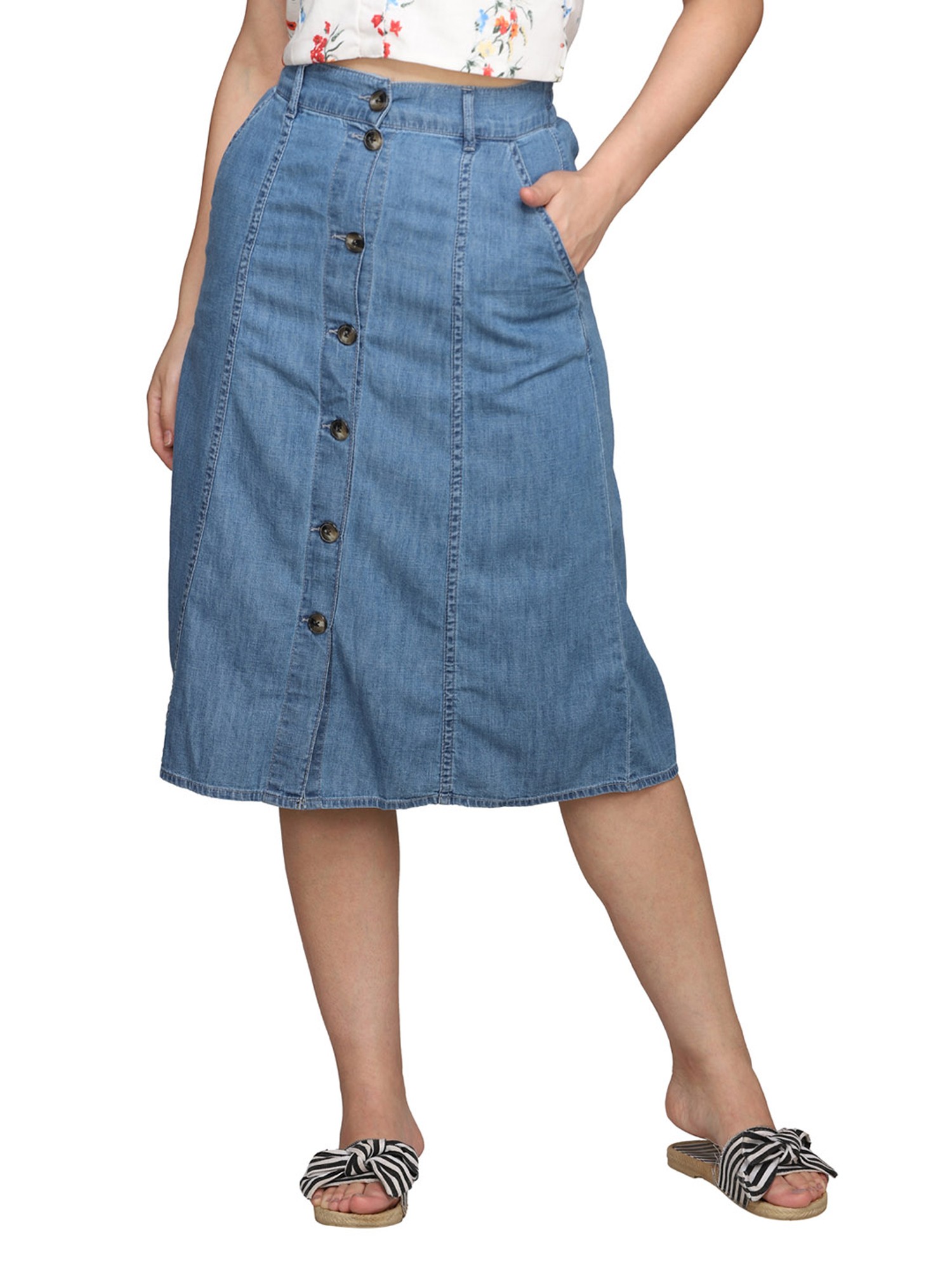 Mid-length skirt APC Blue size 36 FR in Denim - Jeans - 37348928