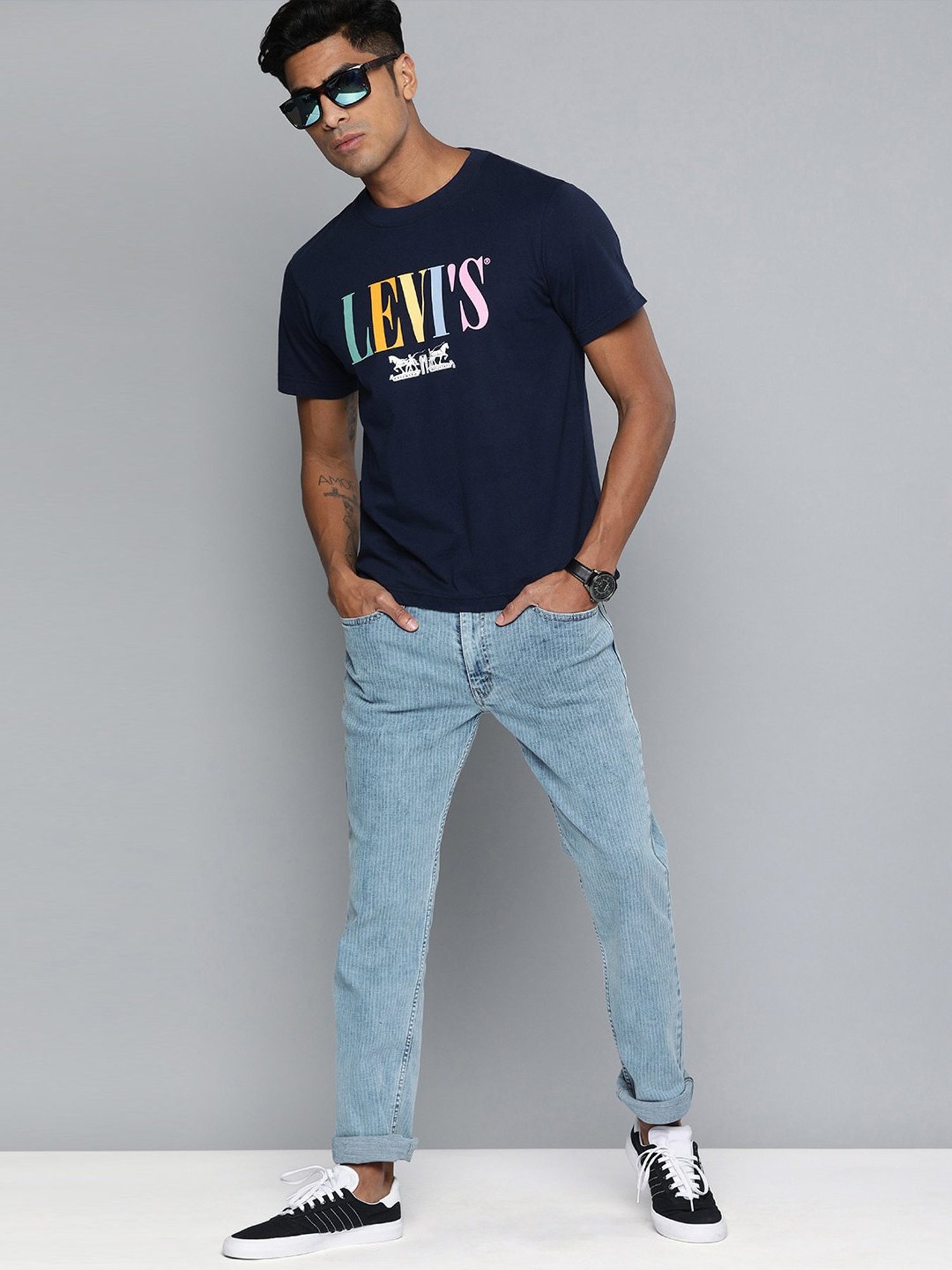 Buy Levis Light Blue Slim Fit Striped Jeans for Mens Online @ Tata CLiQ