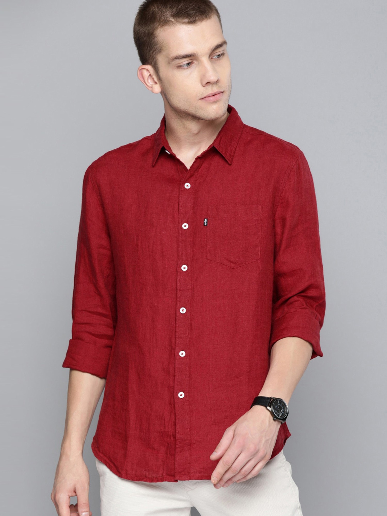 Buy Levi'S Red Linen Regular Fit Shirt for Mens Online @ Tata CLiQ