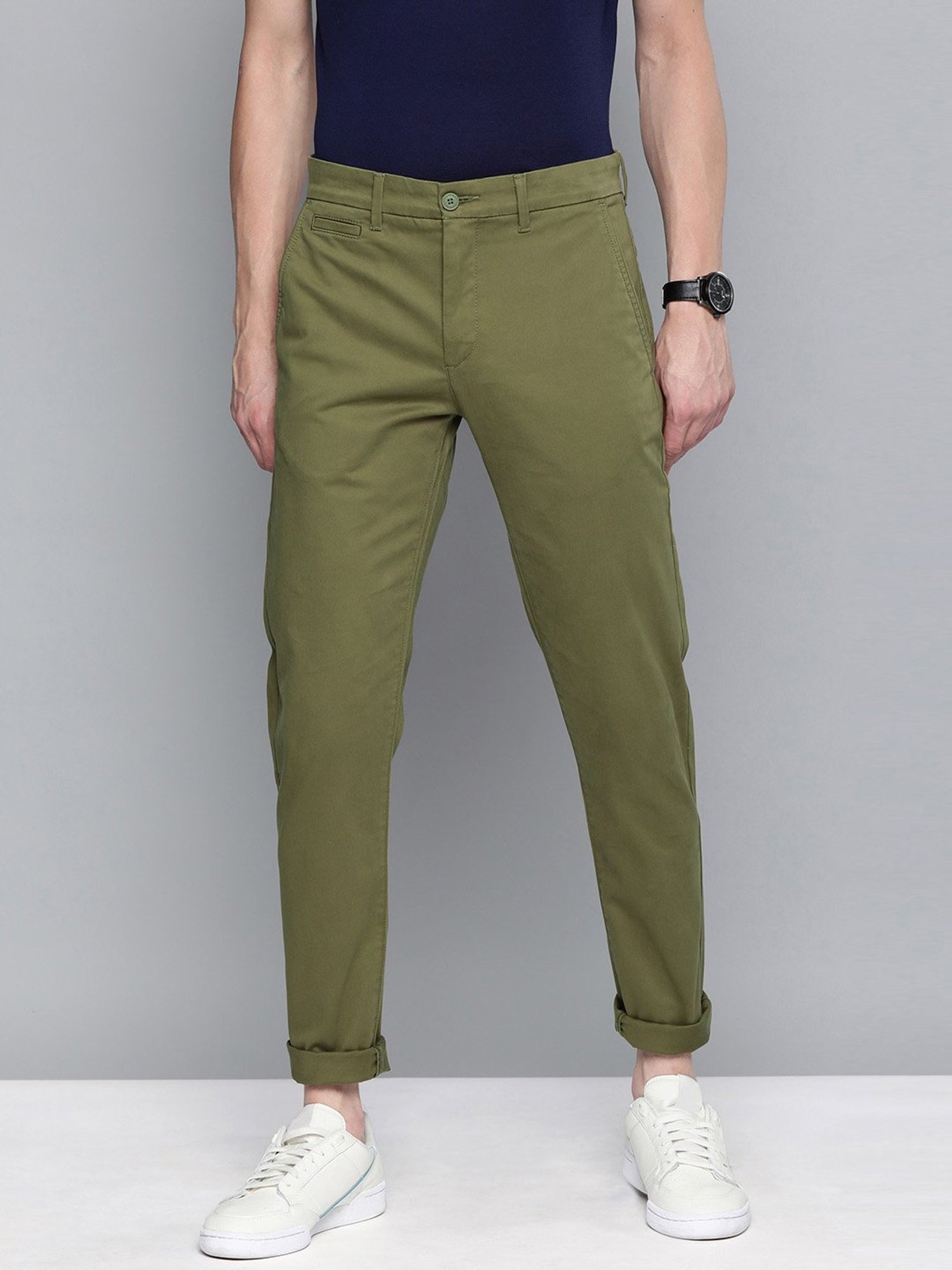 Stretch sage green merino wool limited-edition Trousers