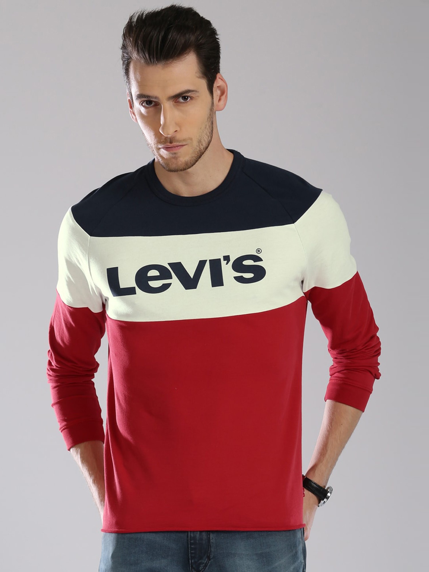 Buy Levi'S Red & White Cotton T-Shirt for Mens Online @ Tata CLiQ