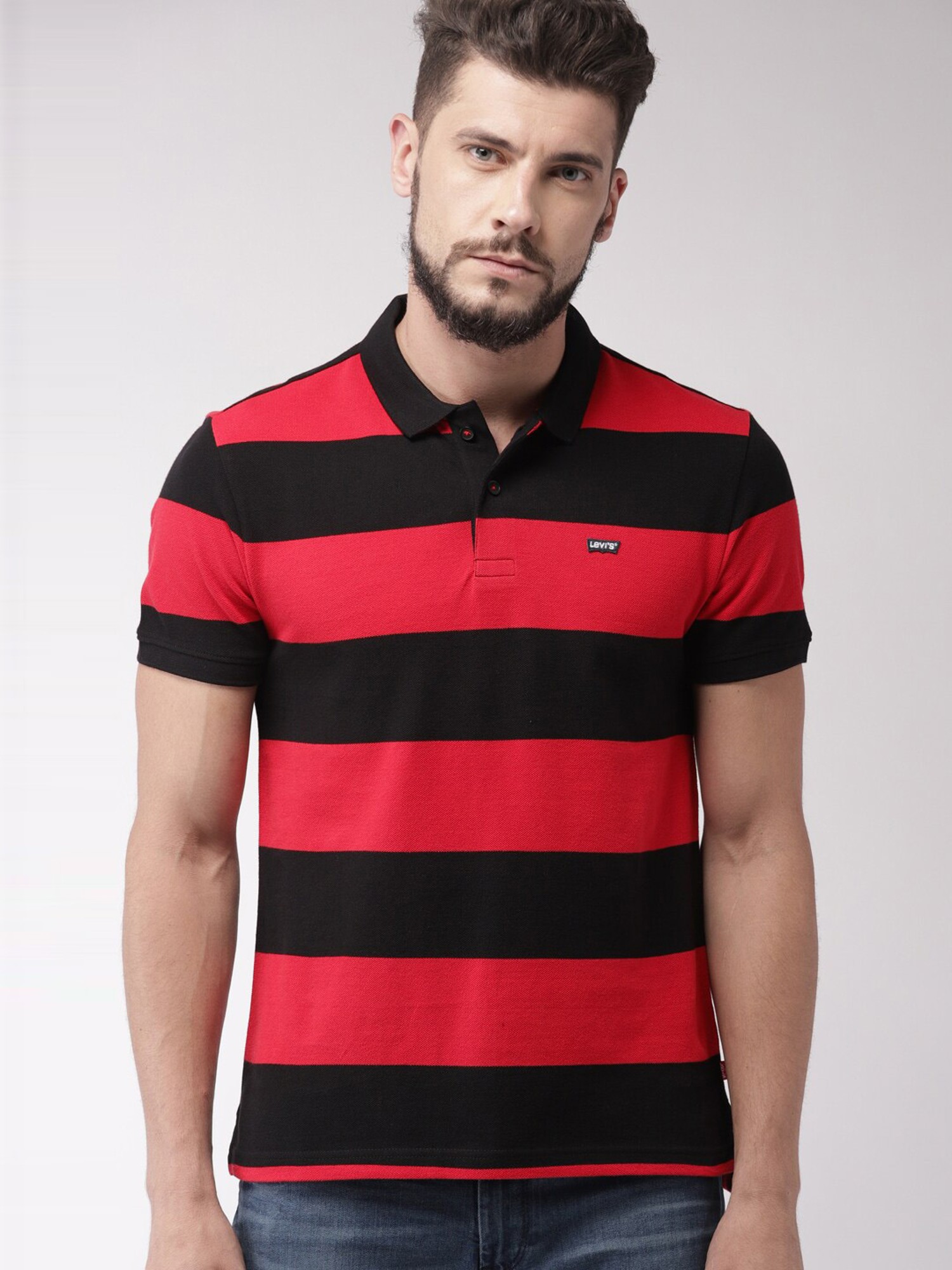 Buy Levi'S Red & Black Cotton Polo T-Shirt for Mens Online @ Tata CLiQ