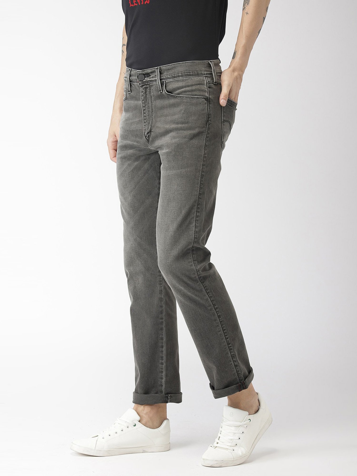 Buy Levi'S Dark Grey Cotton Straight Fit Jeans for Mens Online @ Tata CLiQ