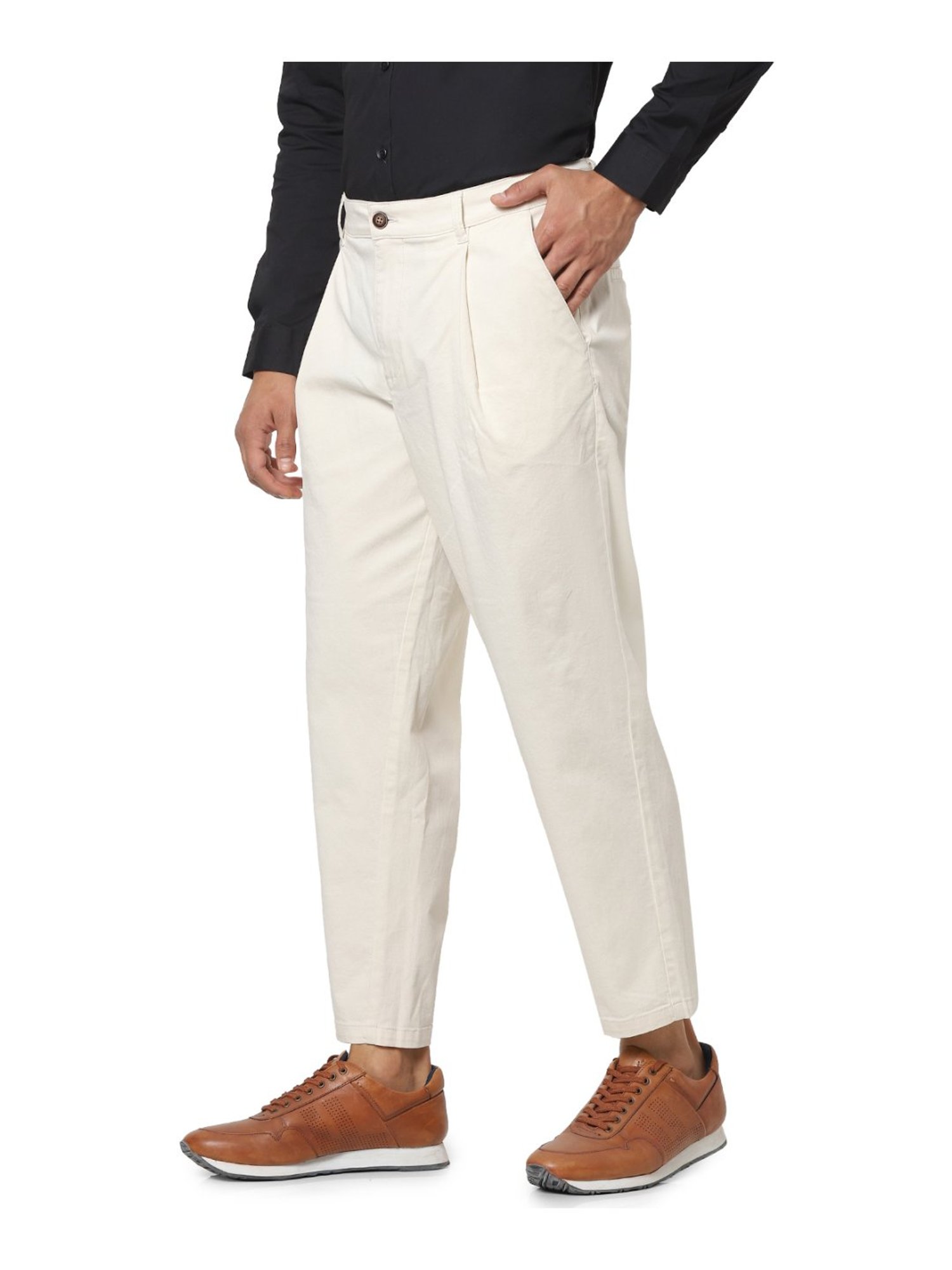 Buy Men's Iconic Pleated Pants with Semi-Elasticated Waistband and Pockets  Online | Centrepoint Bahrain