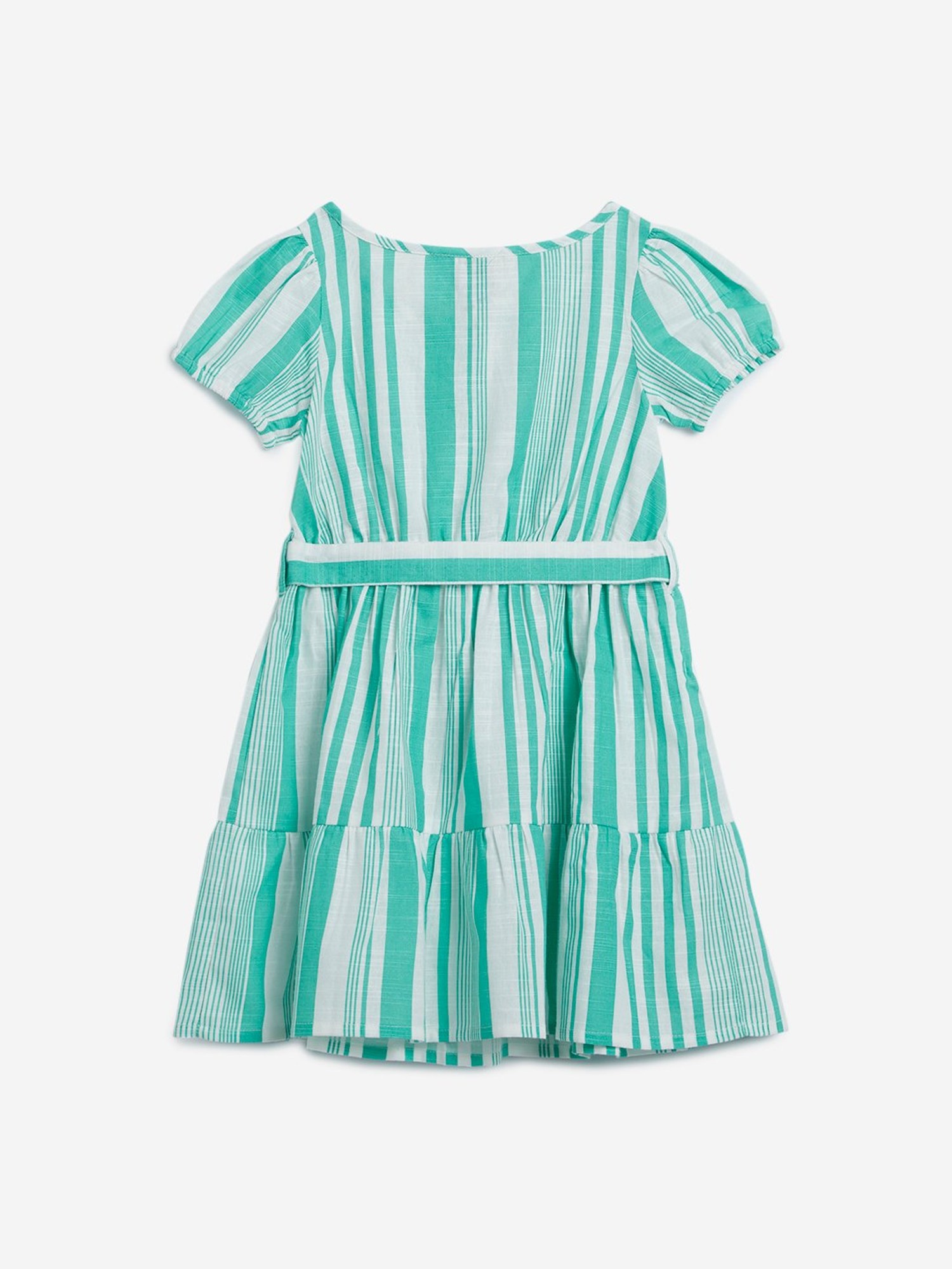 Buy HOP Kids by Westside Green Striped Tiered Dress with Belt Online at  Best Prices | Tata CLiQ