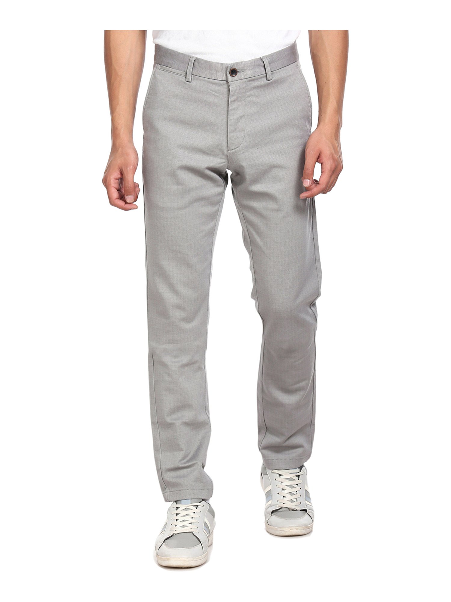 Buy Arrow New York Grey Regular Fit Self Pattern Trousers for Mens Online   Tata CLiQ