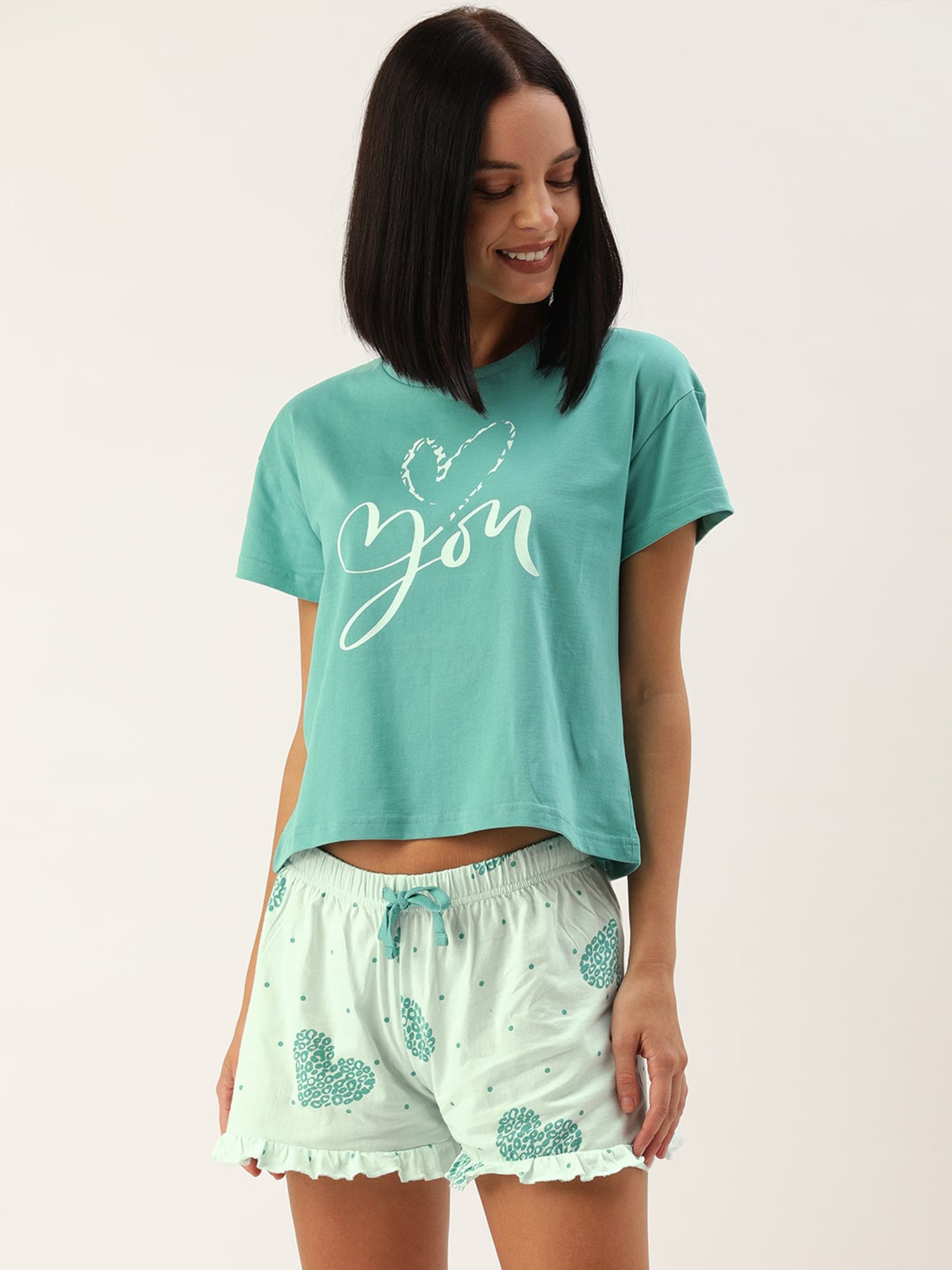 Buy Slumber Jill Green Cotton Printed 