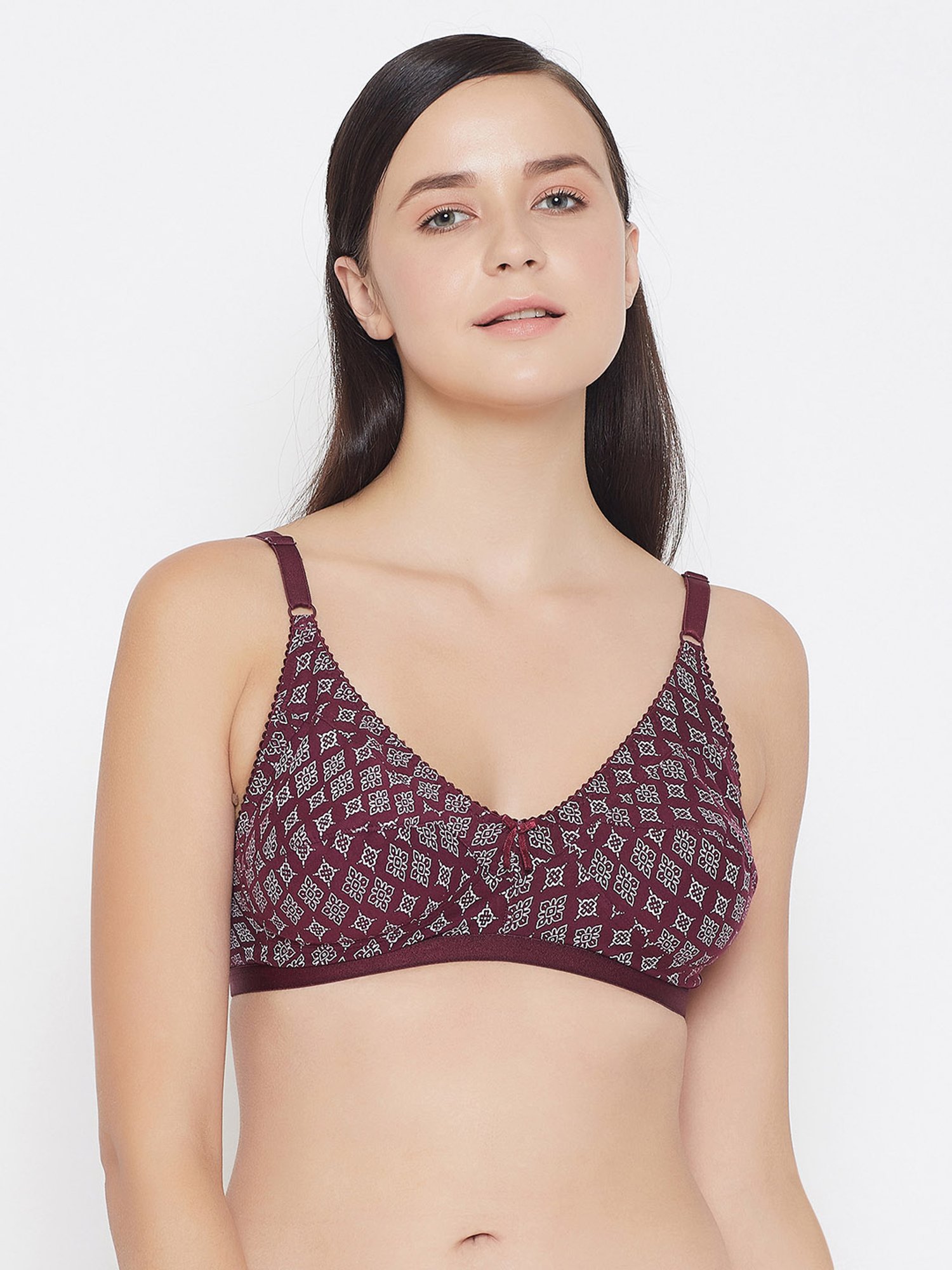 Buy Clovia Maroon Non Wired Non Padded Full Coverage Bra for Women