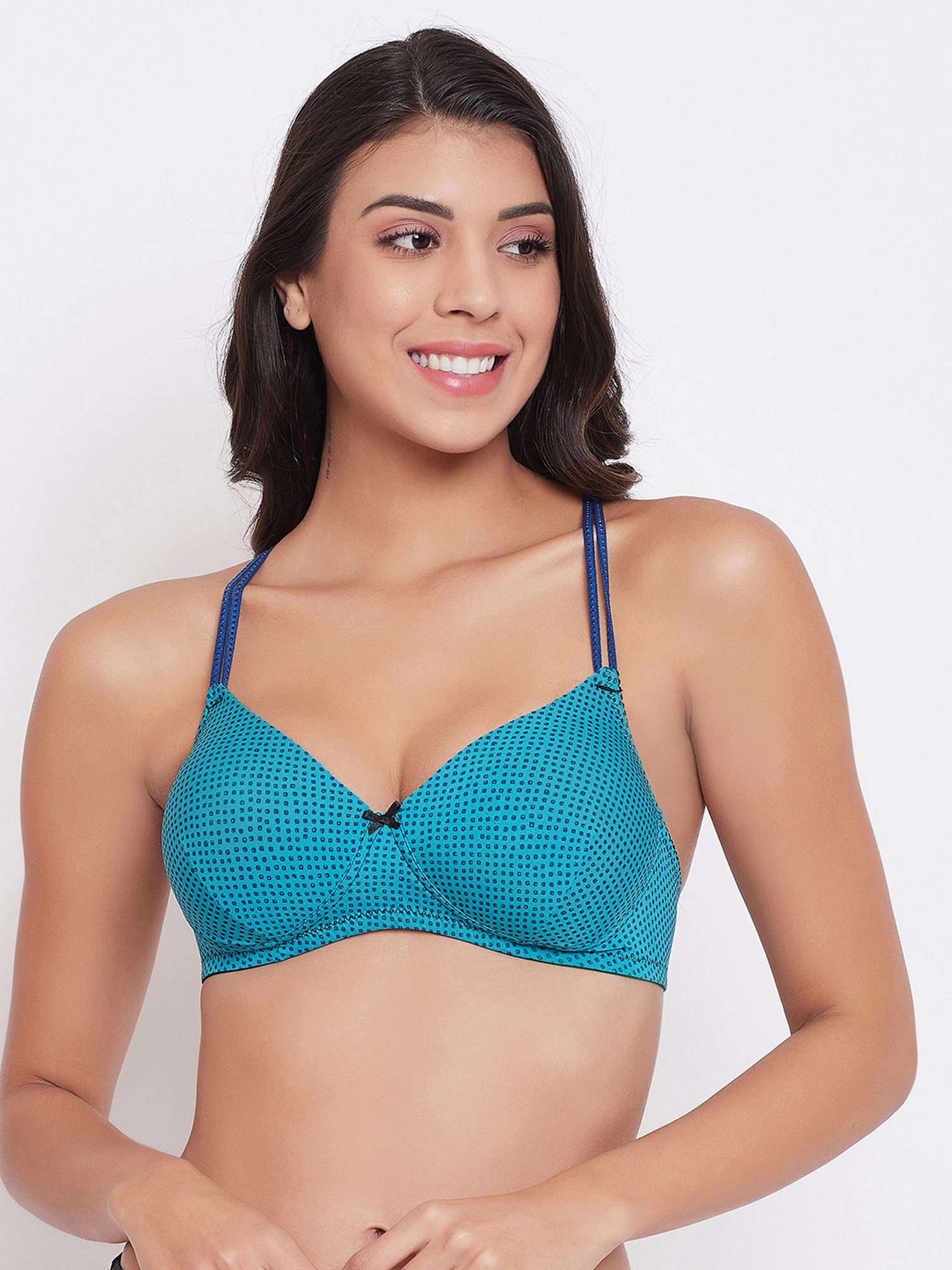 Buy Clovia Padded Non Wired Full Coverage T-Shirt Bra - Blue at Rs.1199  online