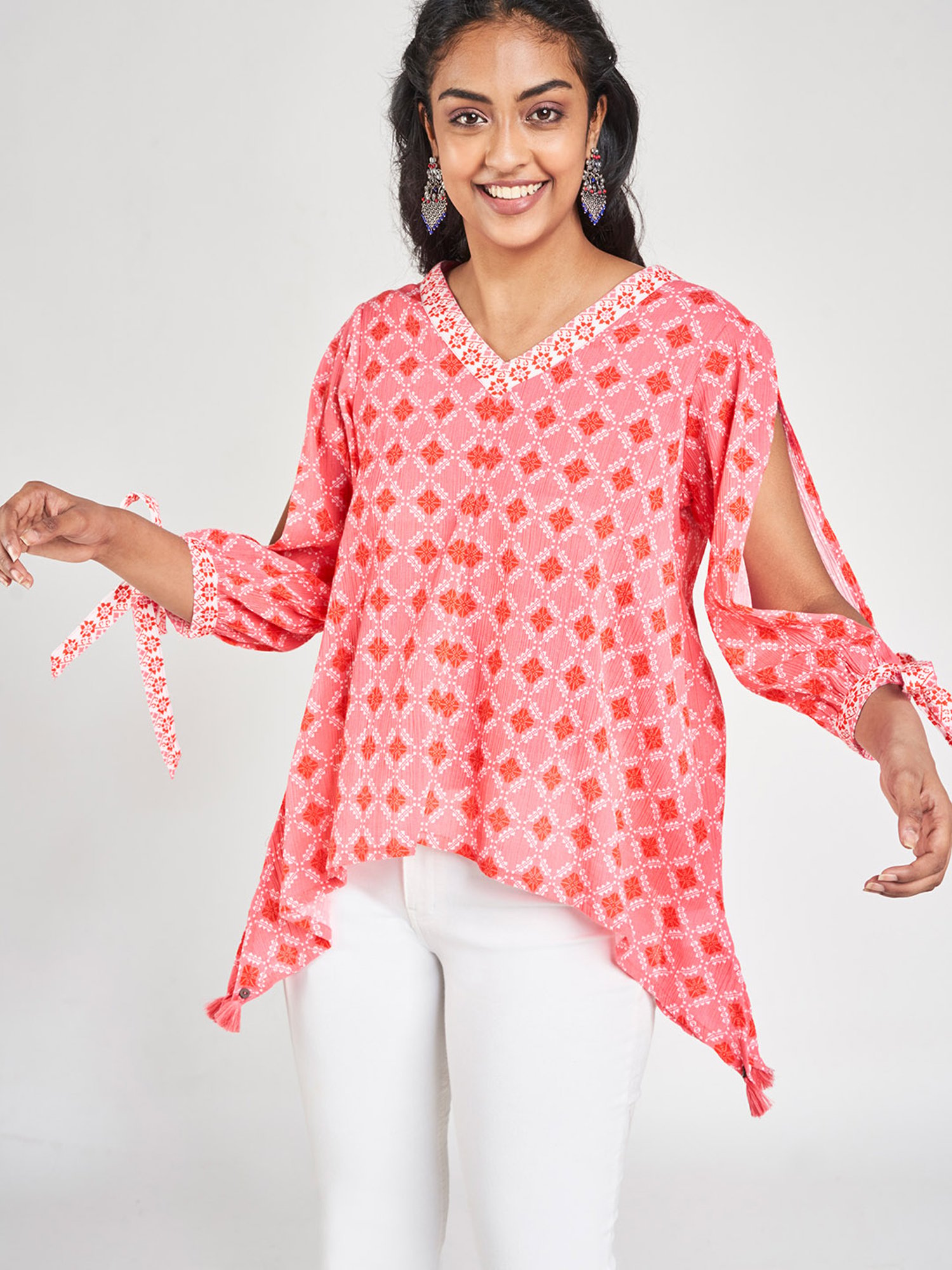 Buy Global Desi Pink Printed Top for Women Online @ Tata CLiQ