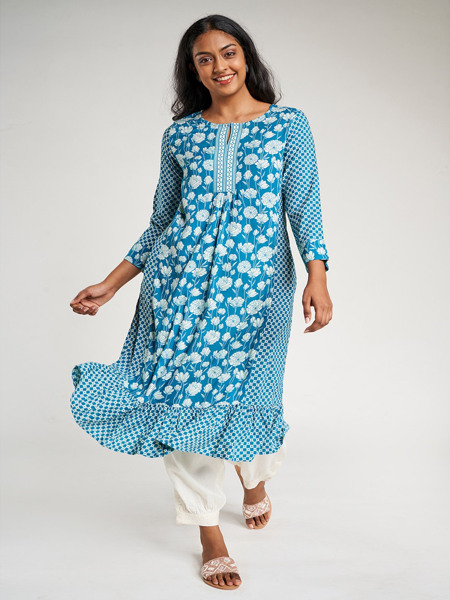 global desi teal kurta