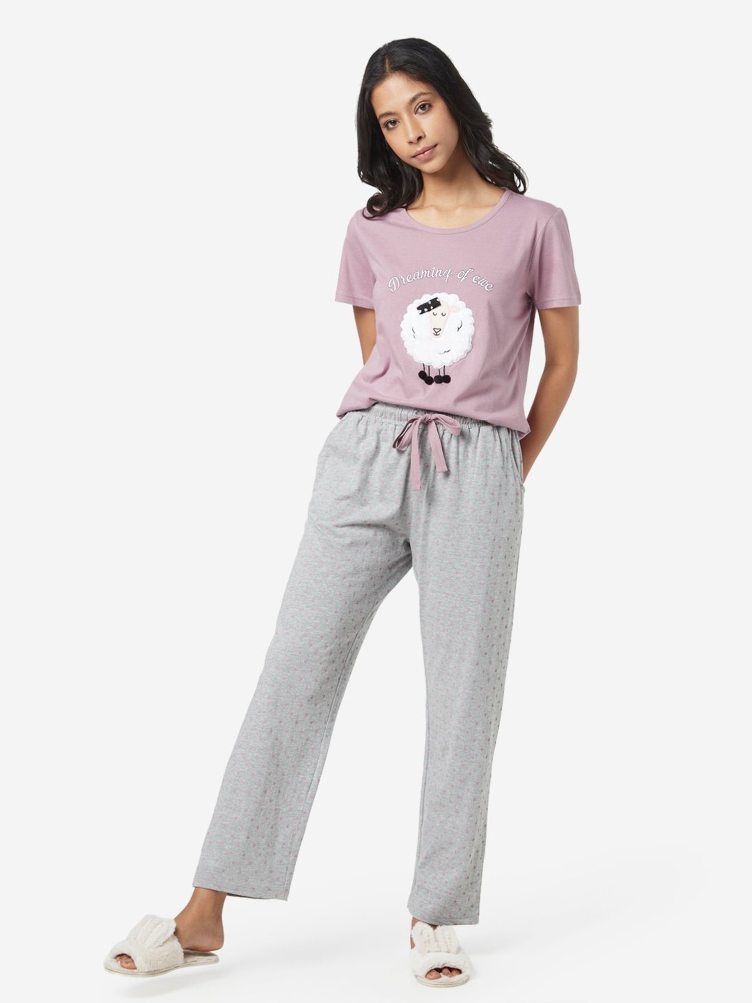 Buy Wunderlove by Westside Nude Pink Printed T-Shirt and Pyjamas Set for  Online @ Tata CLiQ
