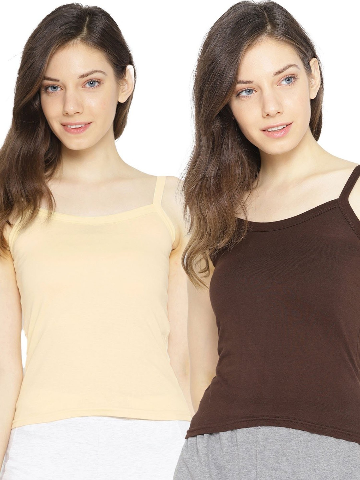 Buy Lady Lyka White Cotton Camisole (Pack Of 2) for Women Online @ Tata CLiQ