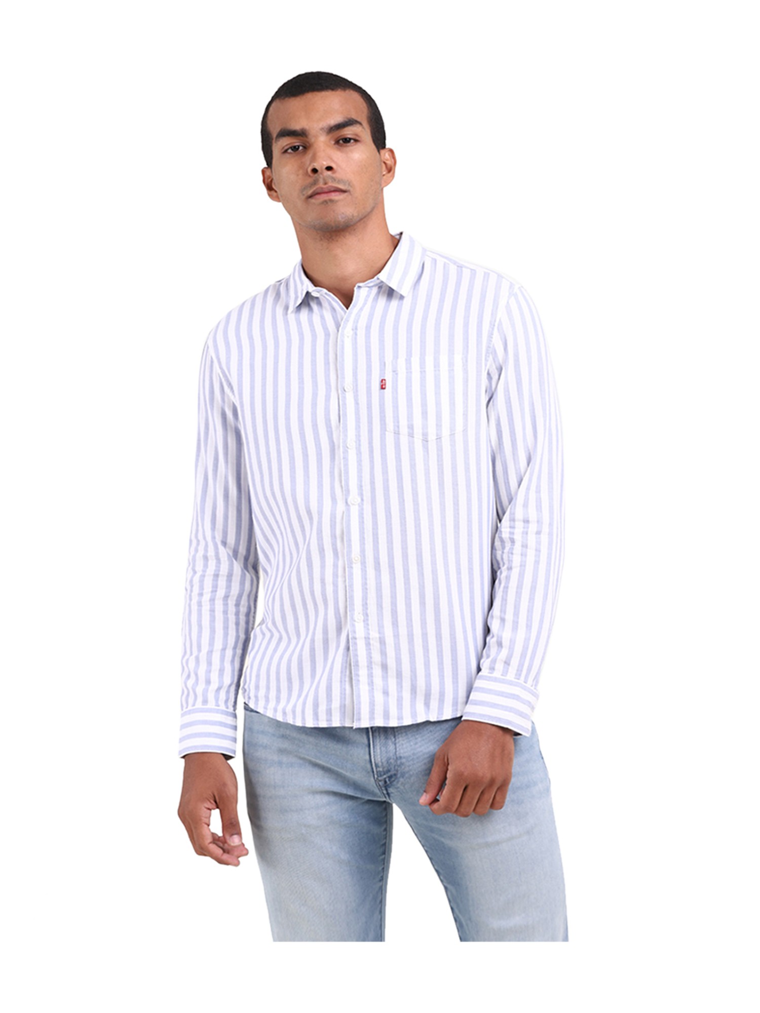 Buy Levi'S White & Blue Slim Fit Striped Shirt For Men Online @ Tata Cliq