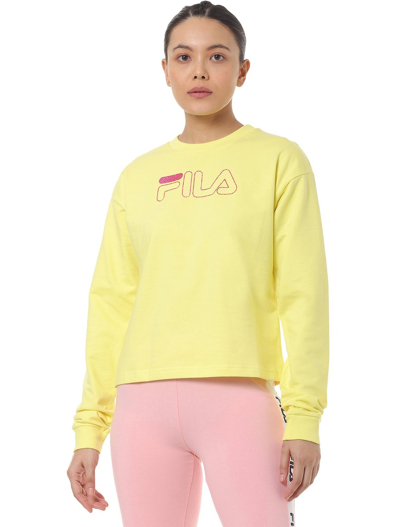 Buy Fila Yellow Neck Sweatshirt for Women's Online @ Tata CLiQ