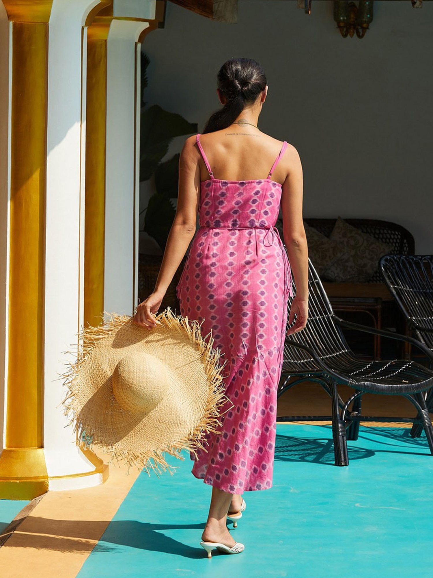 Buy Okhai Pink Sweet Heart Neck Slip Dress for Women's