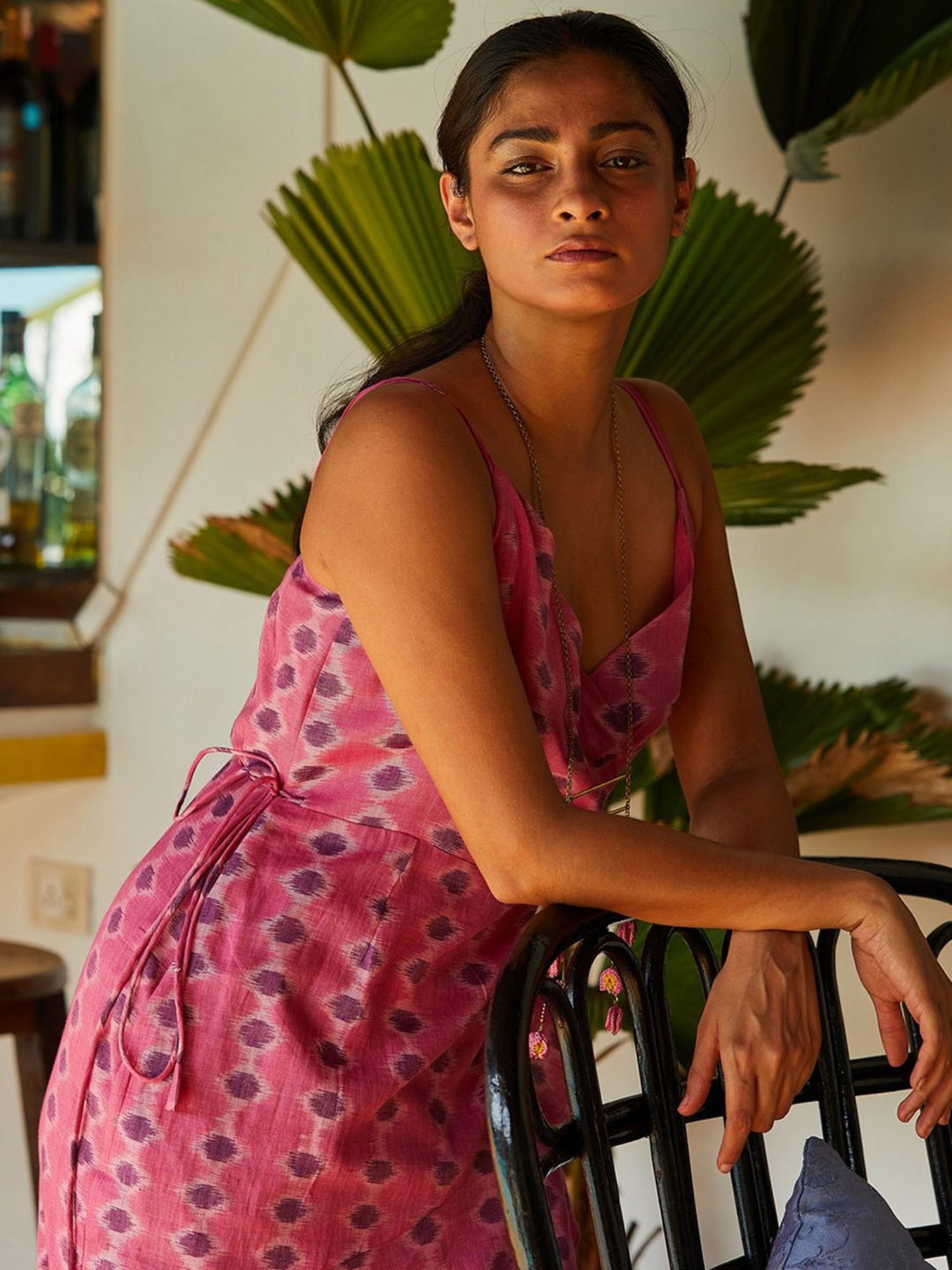 Buy Okhai Pink Sweet Heart Neck Slip Dress for Women's