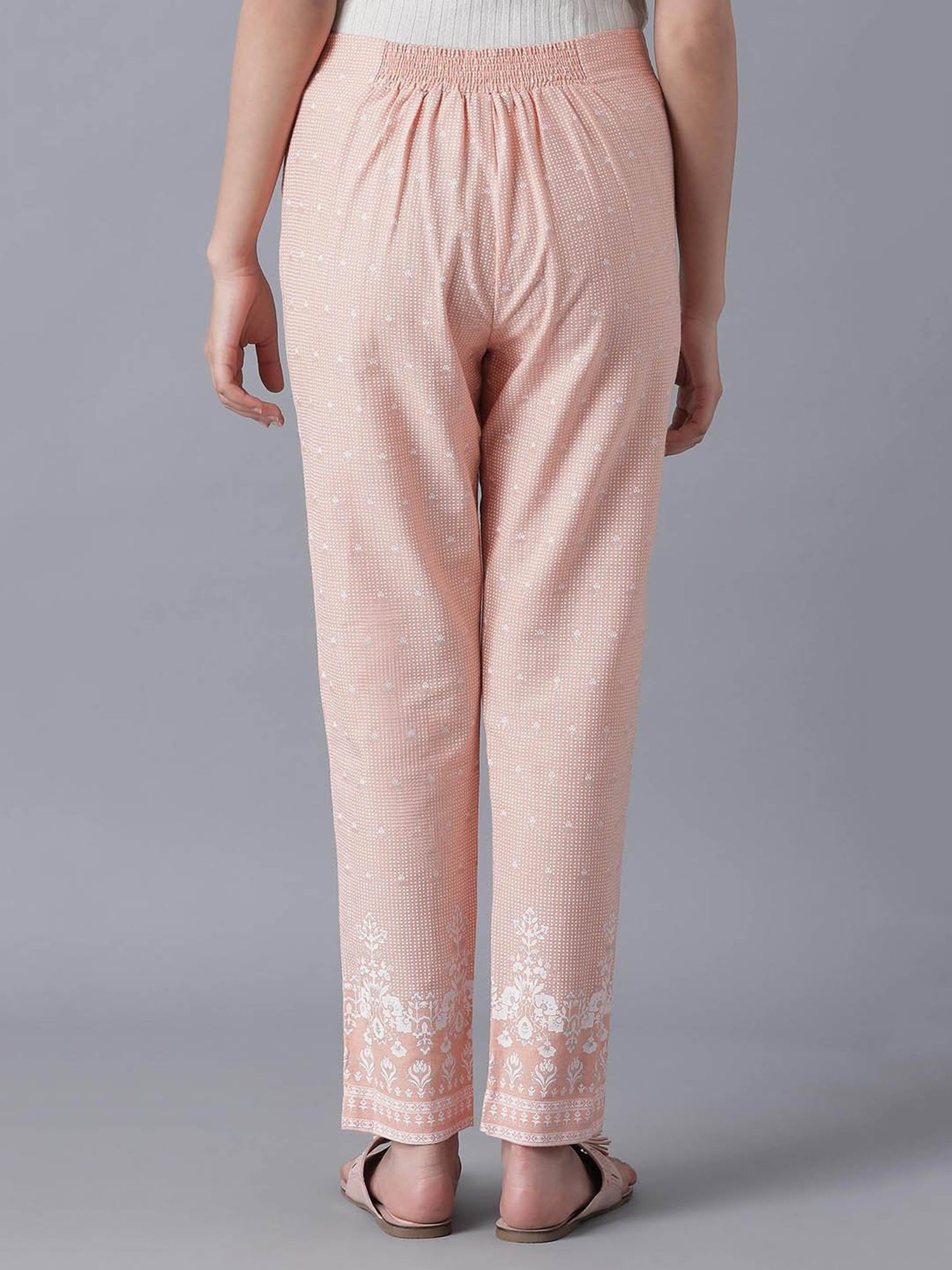 Buy best Women's peach printed cotton pants online at best prices