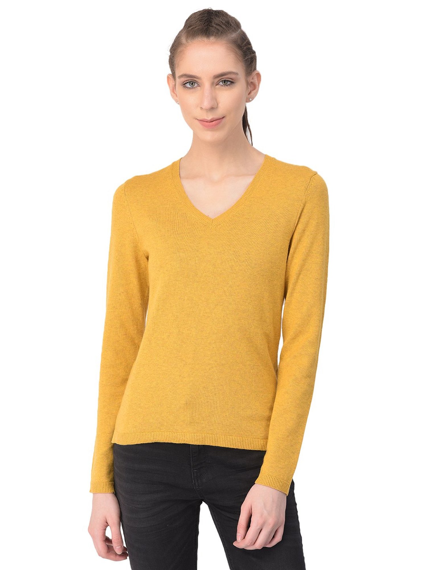 Mustard v clearance neck jumper