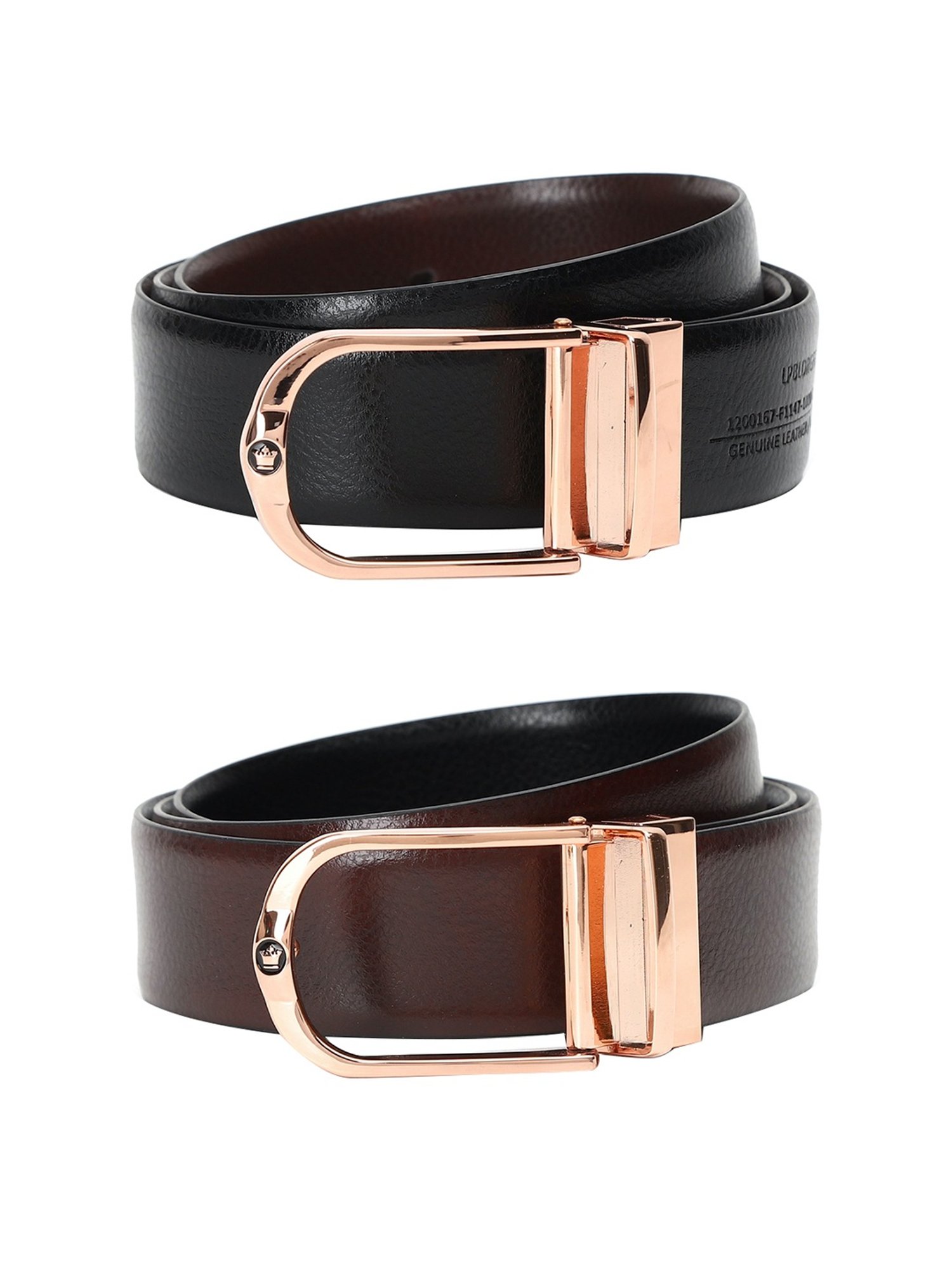 Louis Philippe Men Brown Textured Genuine Leather Casual Belt: Buy