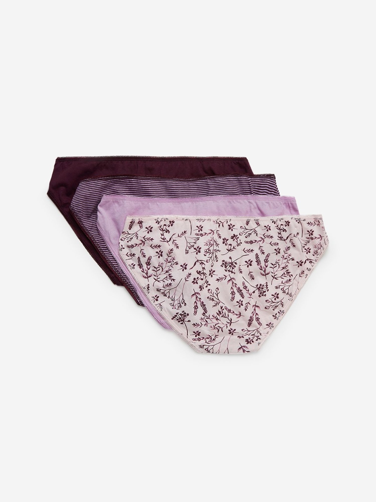 Buy Wunderlove Pink & Purple Printed Bikini Briefs - Pack of 3 from Westside