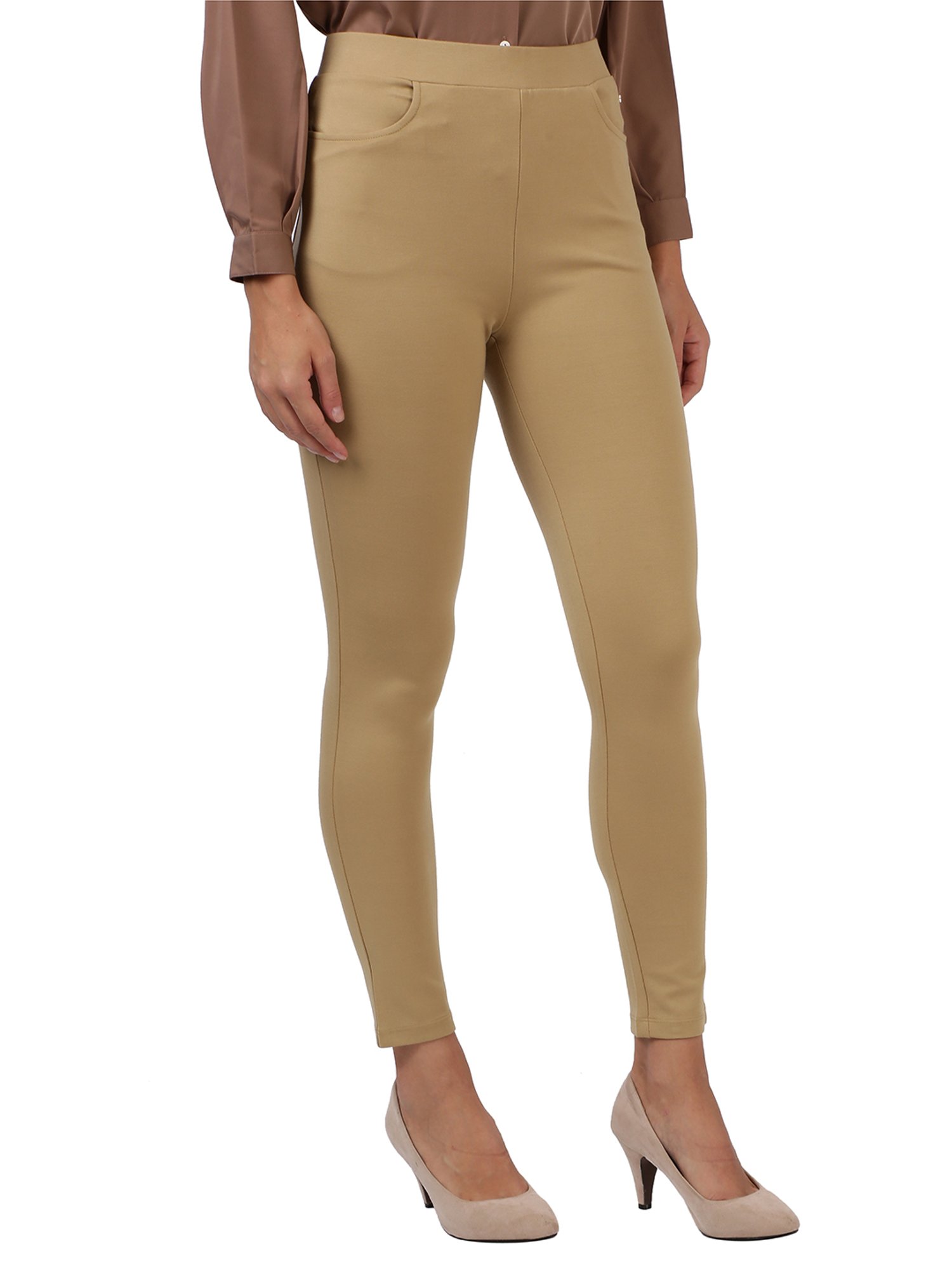 Buy Park Avenue Beige Slim Fit Jeggings 