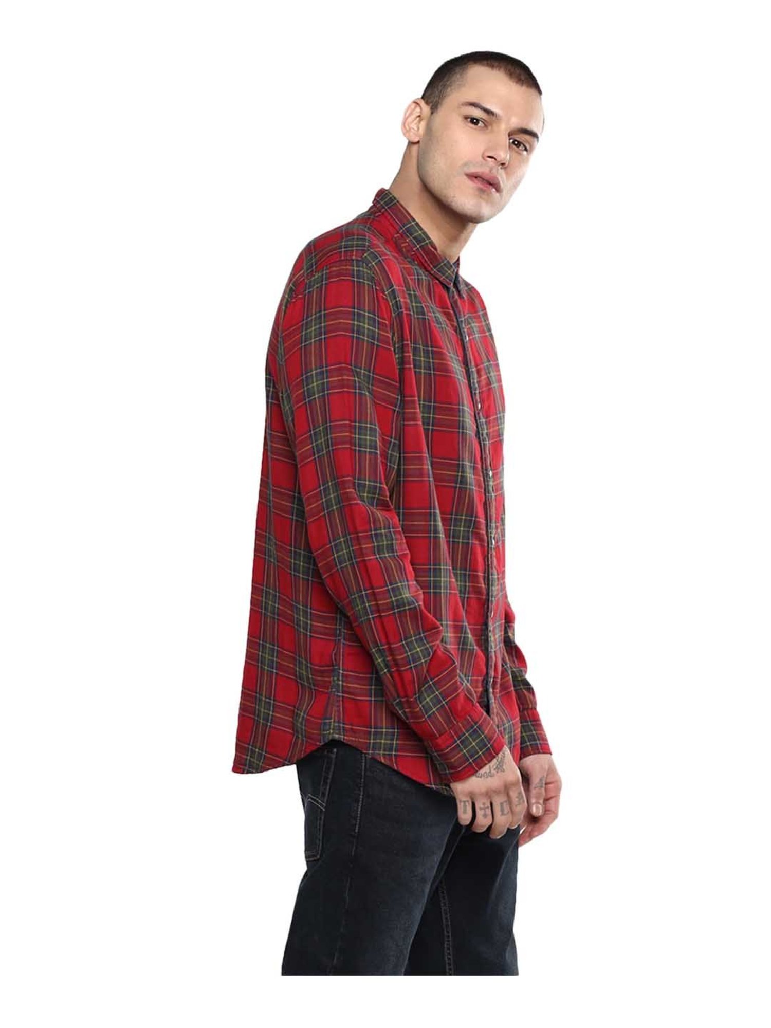 Levi s Red Slim Fit Full Sleeves Reversible Shirt