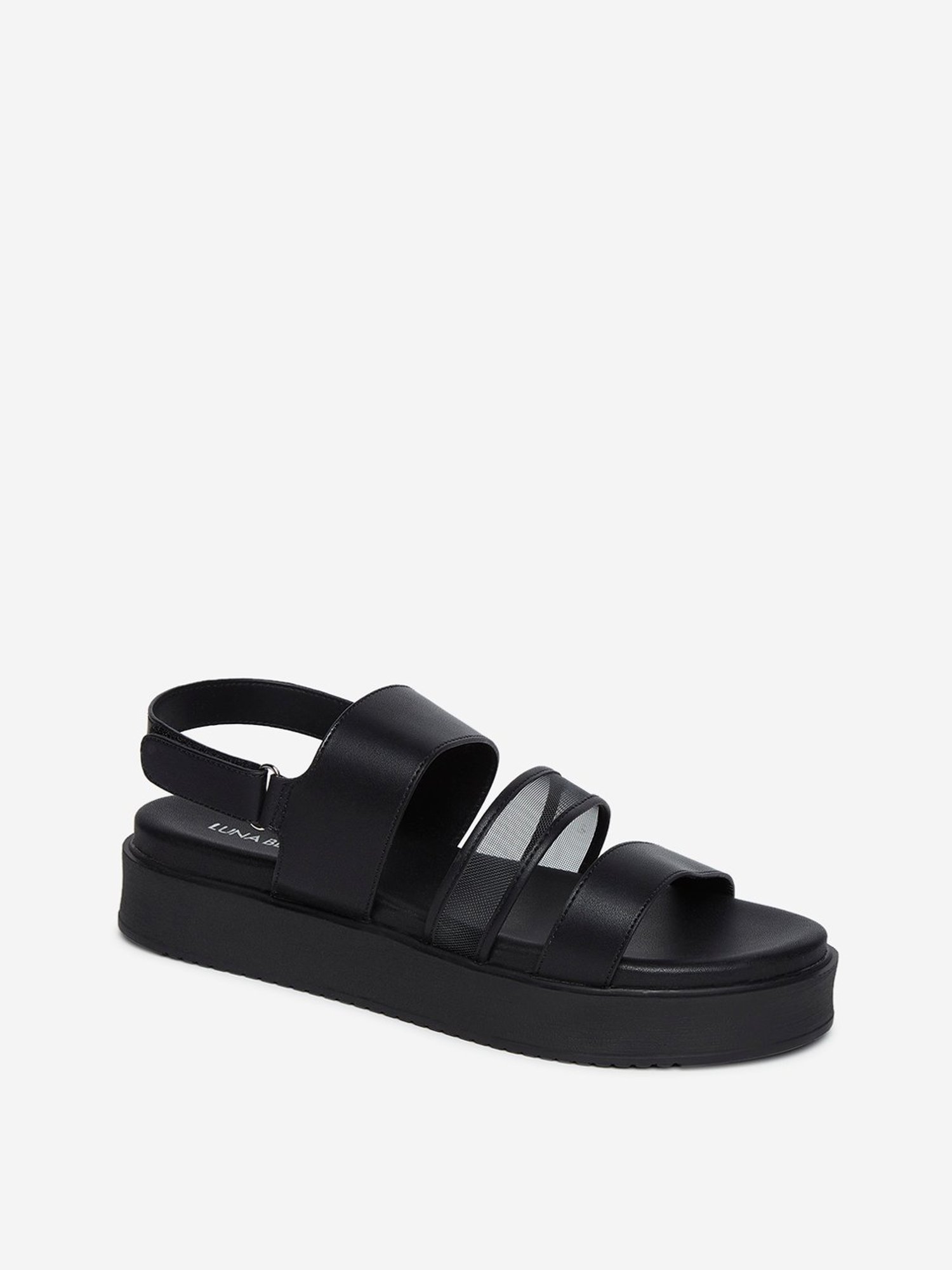 Black leather platform online sandal