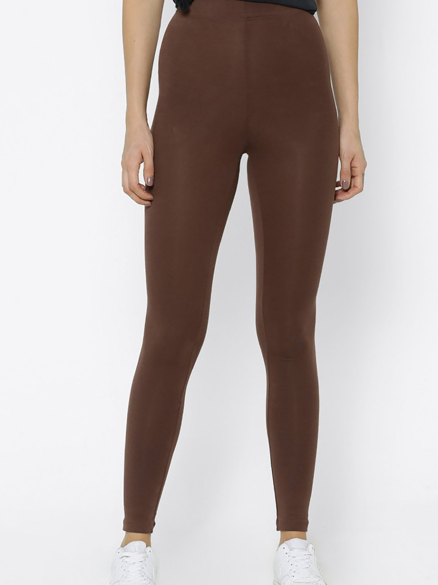 Buy Forever 21 Chocolate Brown Cotton Leggings for Women Online @ Tata CLiQ