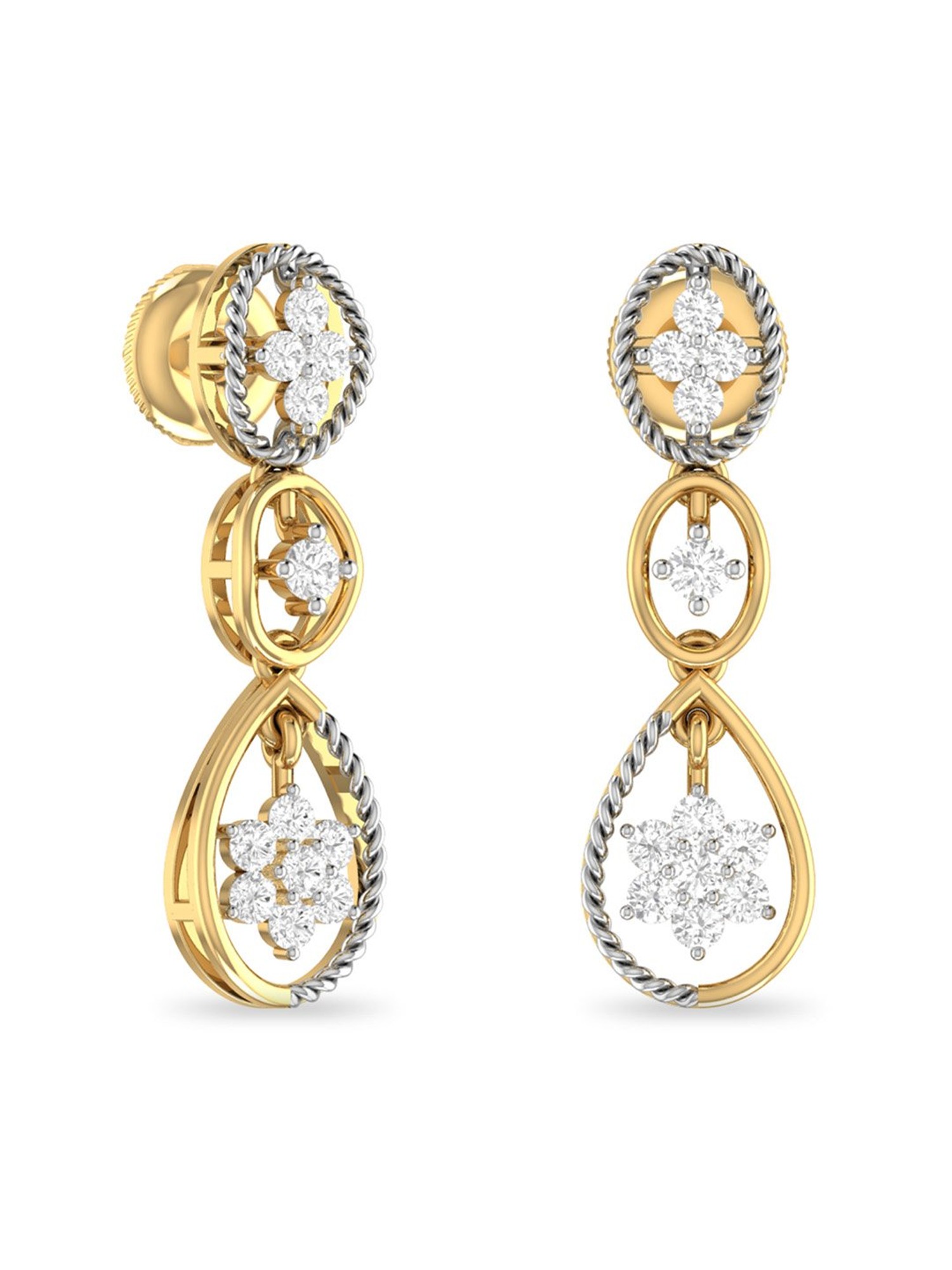 PC Jeweller The Kienan 18KT Yellow Gold and Diamond Stud Earrings for Women   Amazonin Fashion