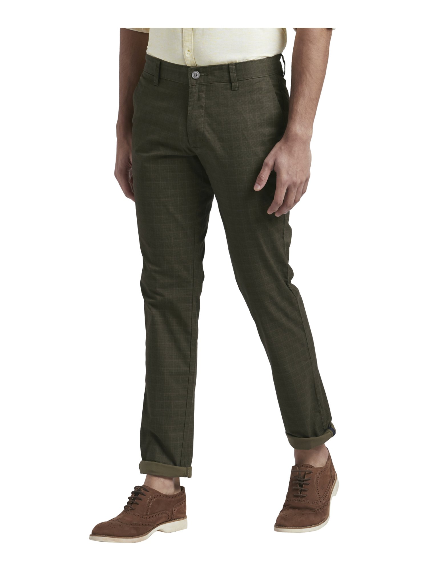 Buy Parx Men Khaki Brown Slim Fit Embellished Regular Trousers  Trousers  for Men 7153899  Myntra