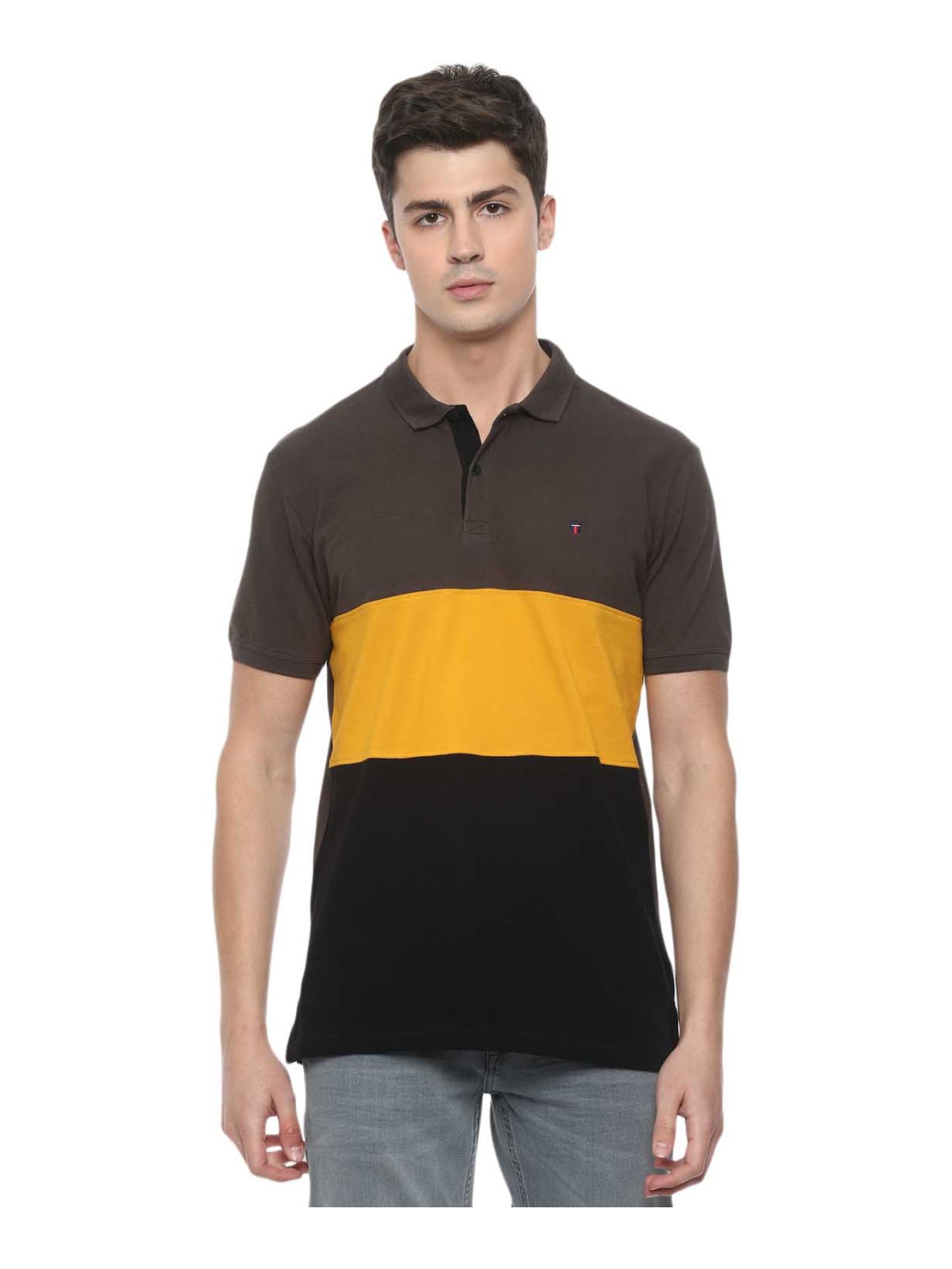 Buy Louis Philippe Black Cotton Regular Fit Colour Block Polo T-Shirt for  Mens Online @ Tata CLiQ