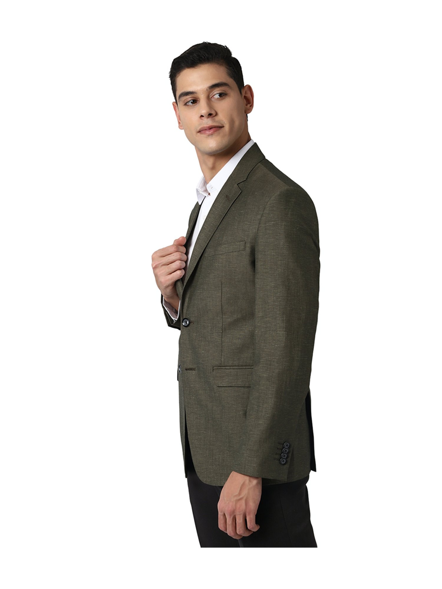 Buy Peter England Olive Green Linen Slim Fit Blazer for Mens Online @ Tata  CLiQ