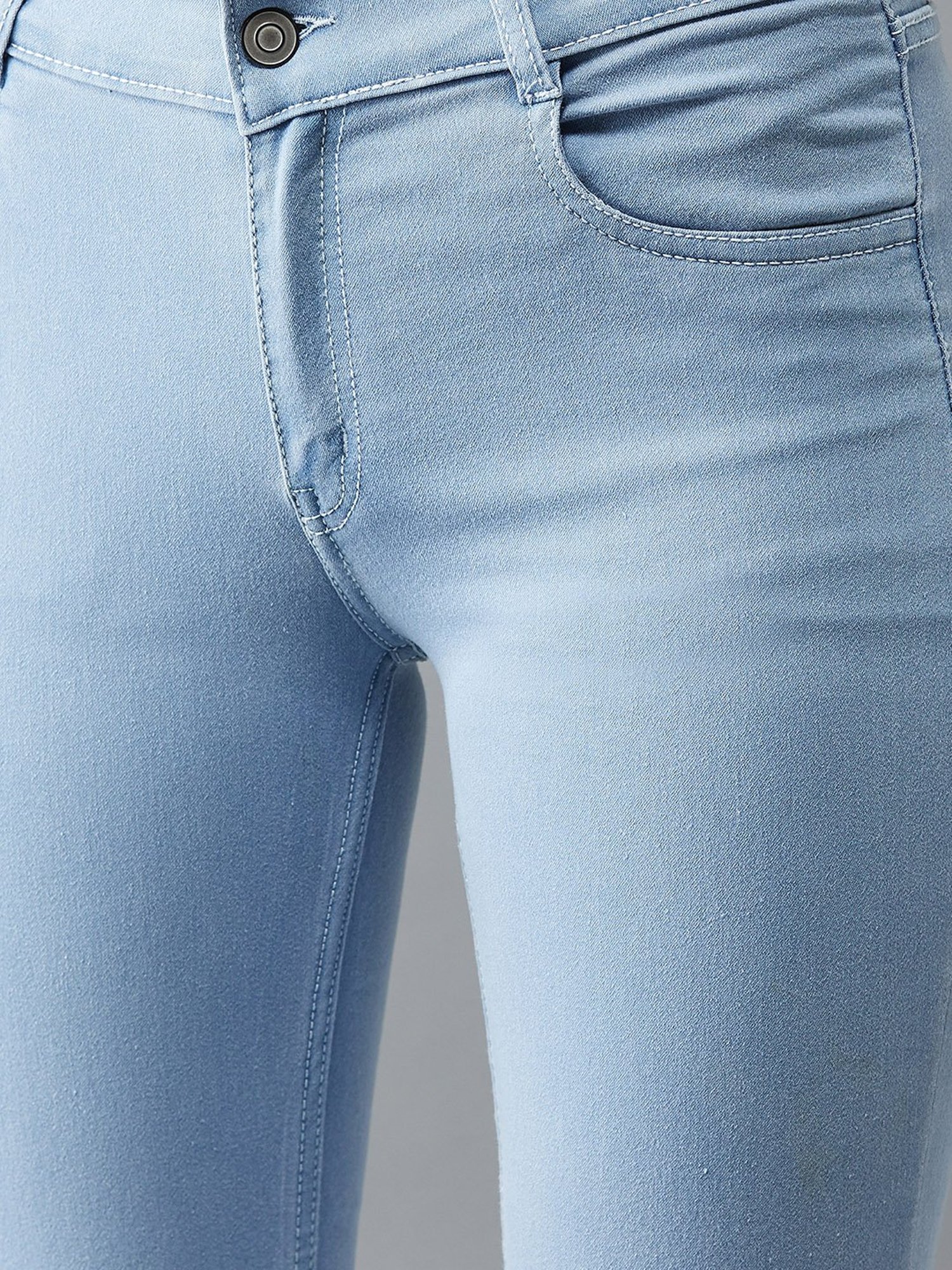 Buy Blue High Rise Twin Button Bootcut Jeans for Women Online