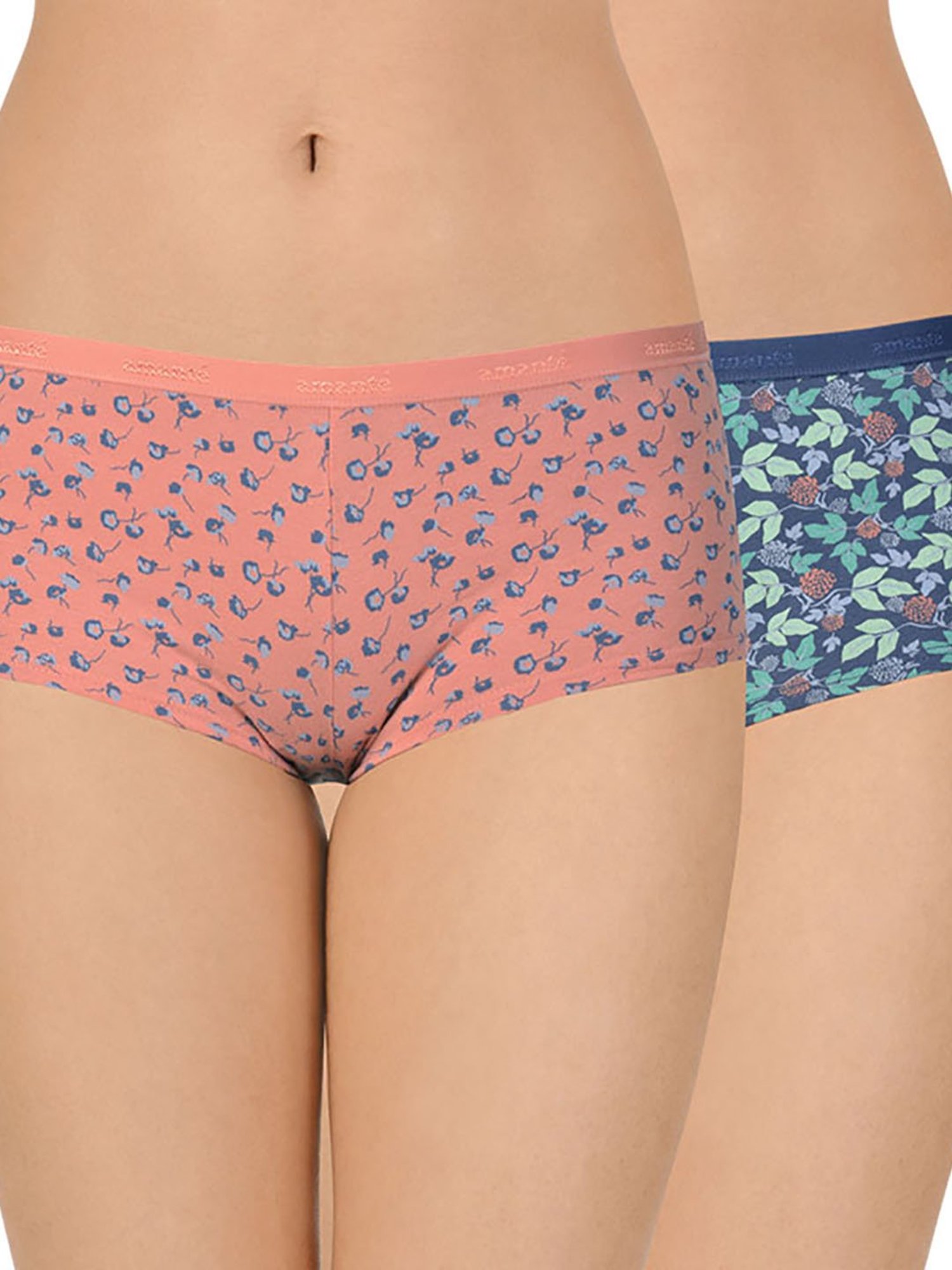 Buy Amante Printed Mid Rise Boyshort Panty (Pack of 2) Multi-Color online