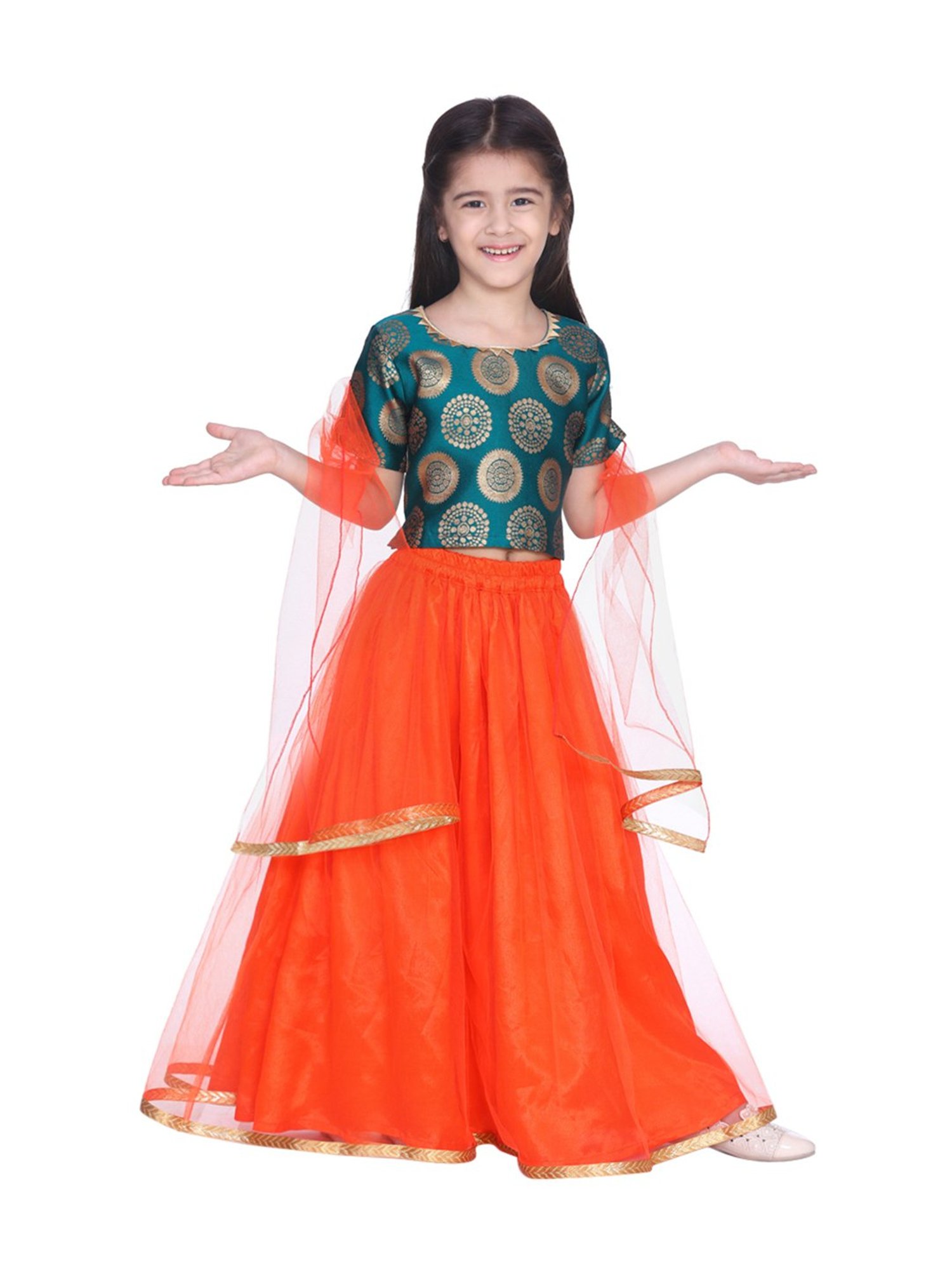 BownBee Three Fourth Flared Sleeves Motif Jacquard Choli With Buttie G –  BownBee - Styling Kids The Indian Way