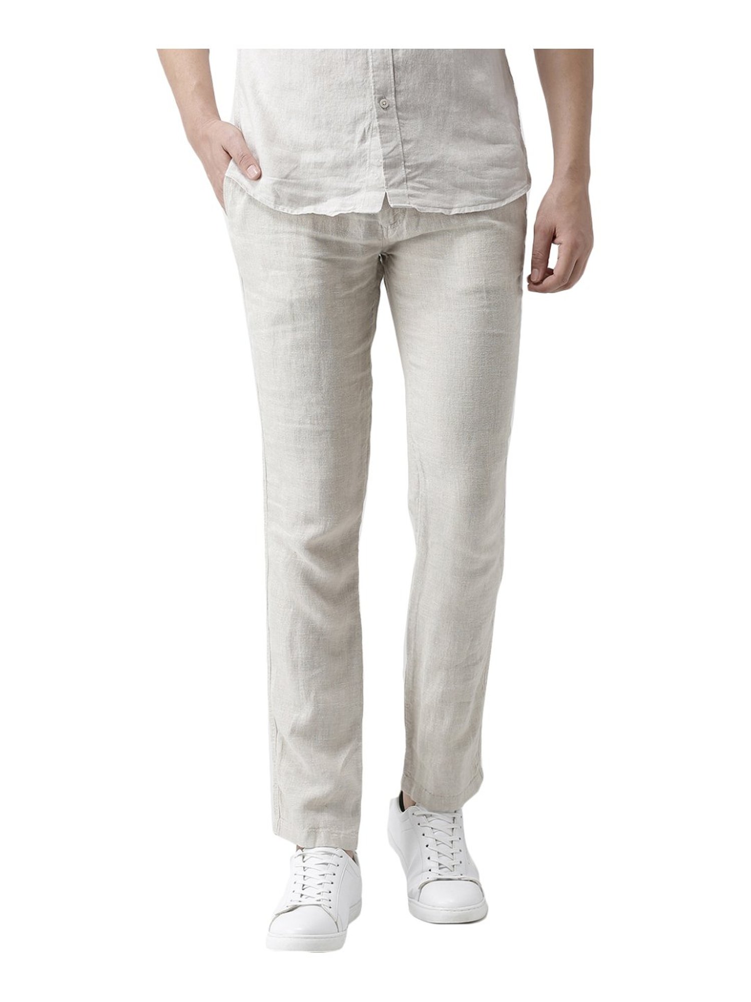 Buy CELIO Mens Solid Formal Linen Trousers Online