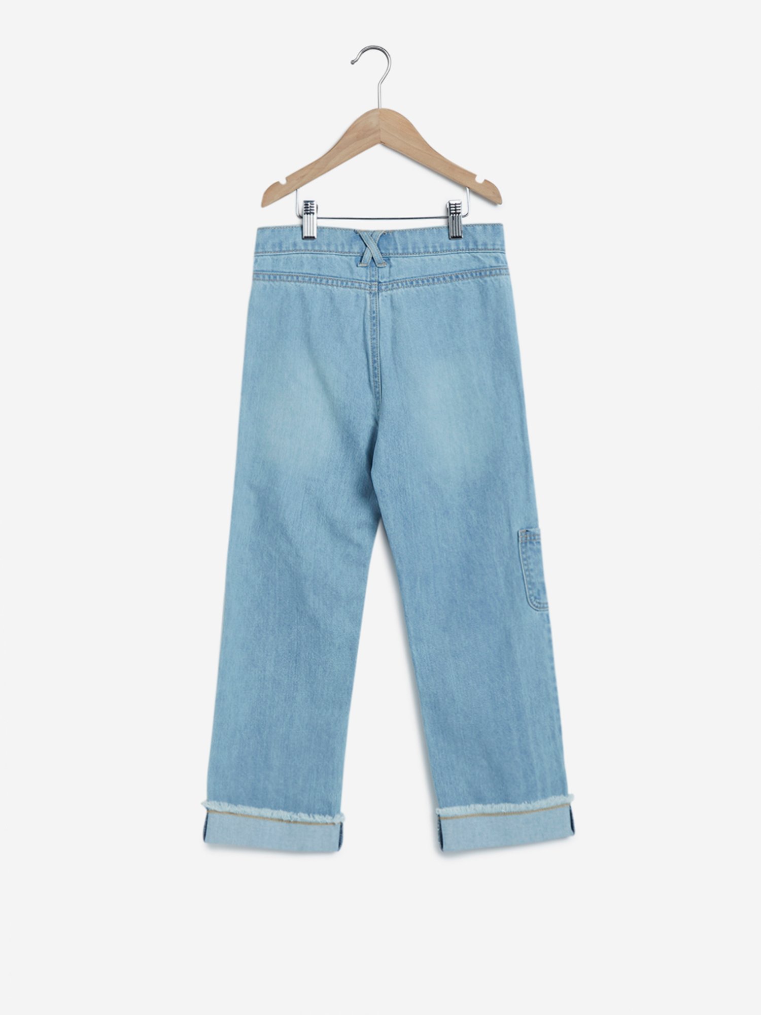 Buy Y&F Kids Solid White Denim Cargo from Westside