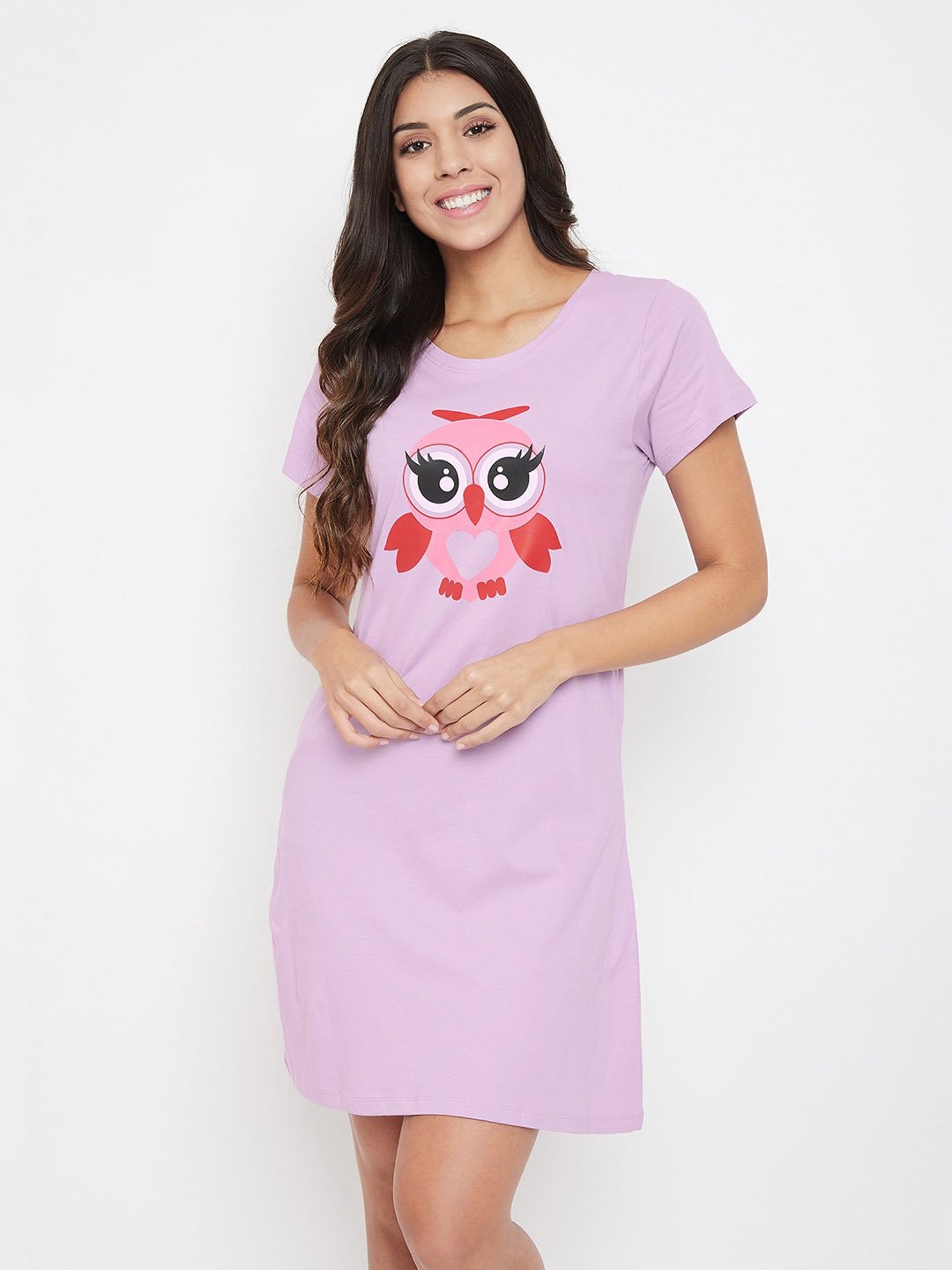 Buy Clovia Cotton Full Length Nightdress - Pink at Rs.1225 online |  Nightwear online